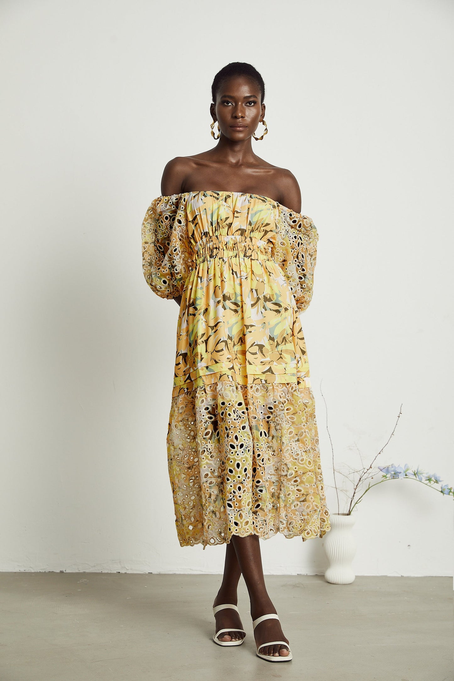 Clémence floral-print cut-out midi dress