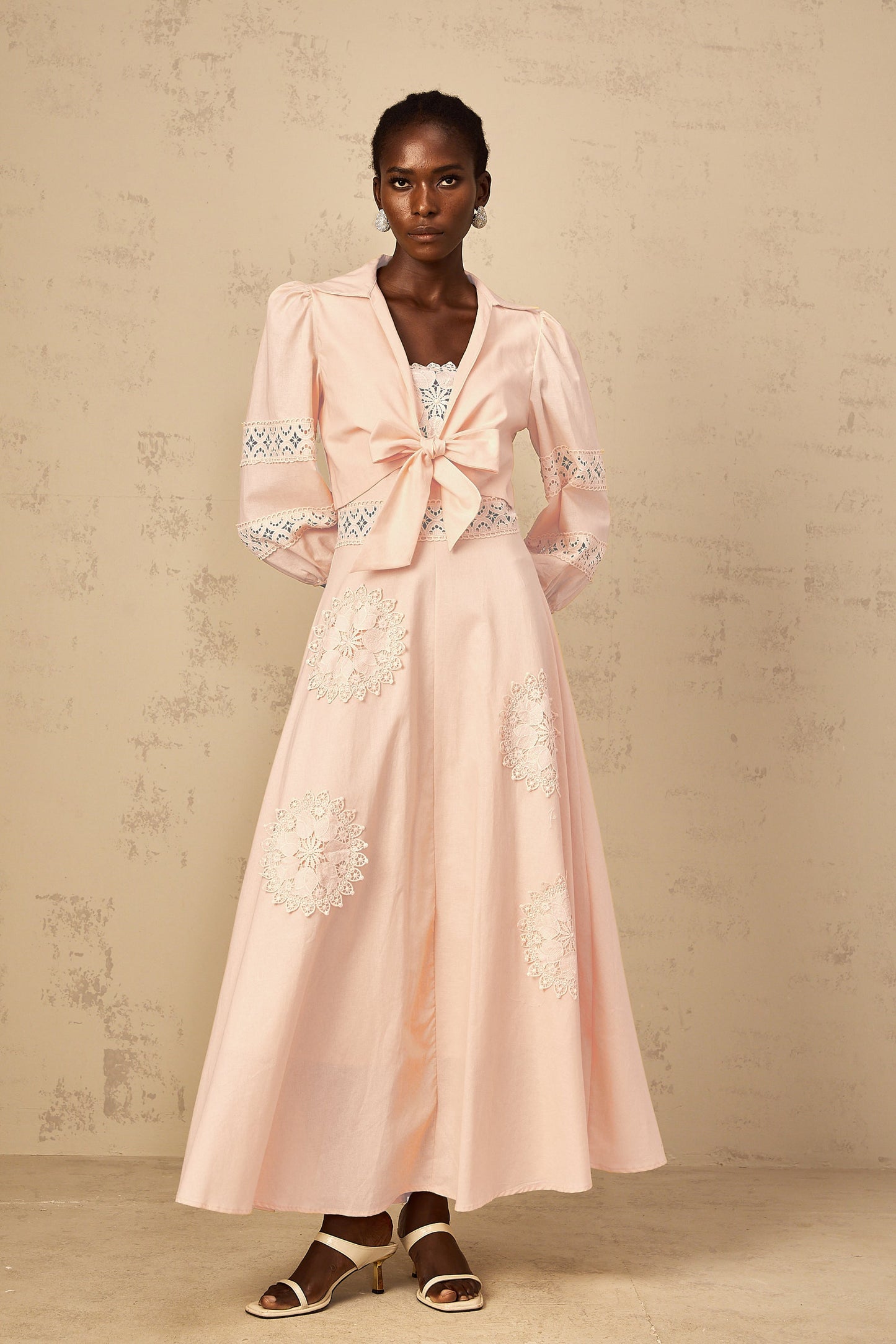 Romy Pink Floral Embroidered Blouse & Dress Set