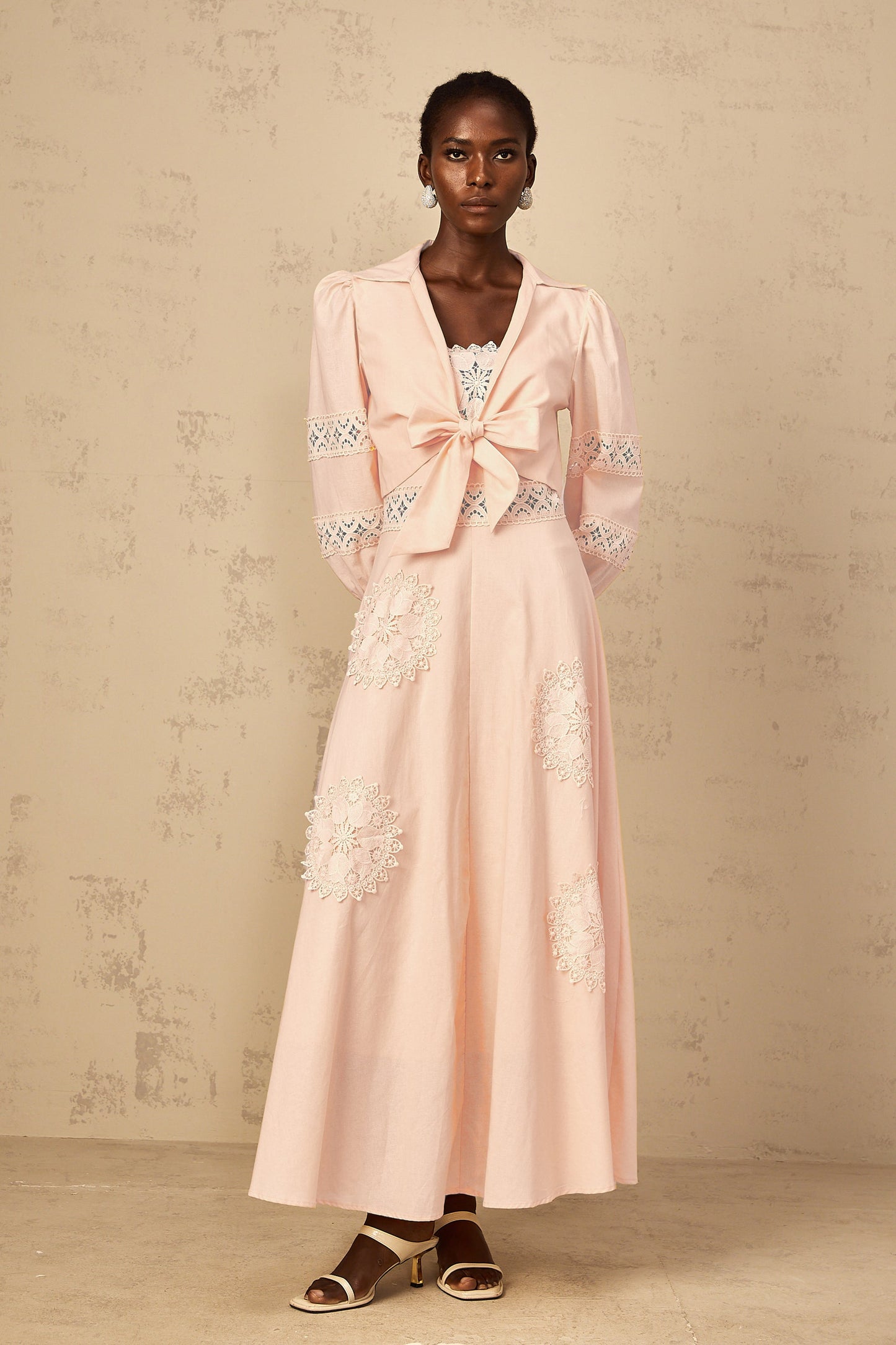 Romy Pink Floral Embroidered Blouse & Dress Set