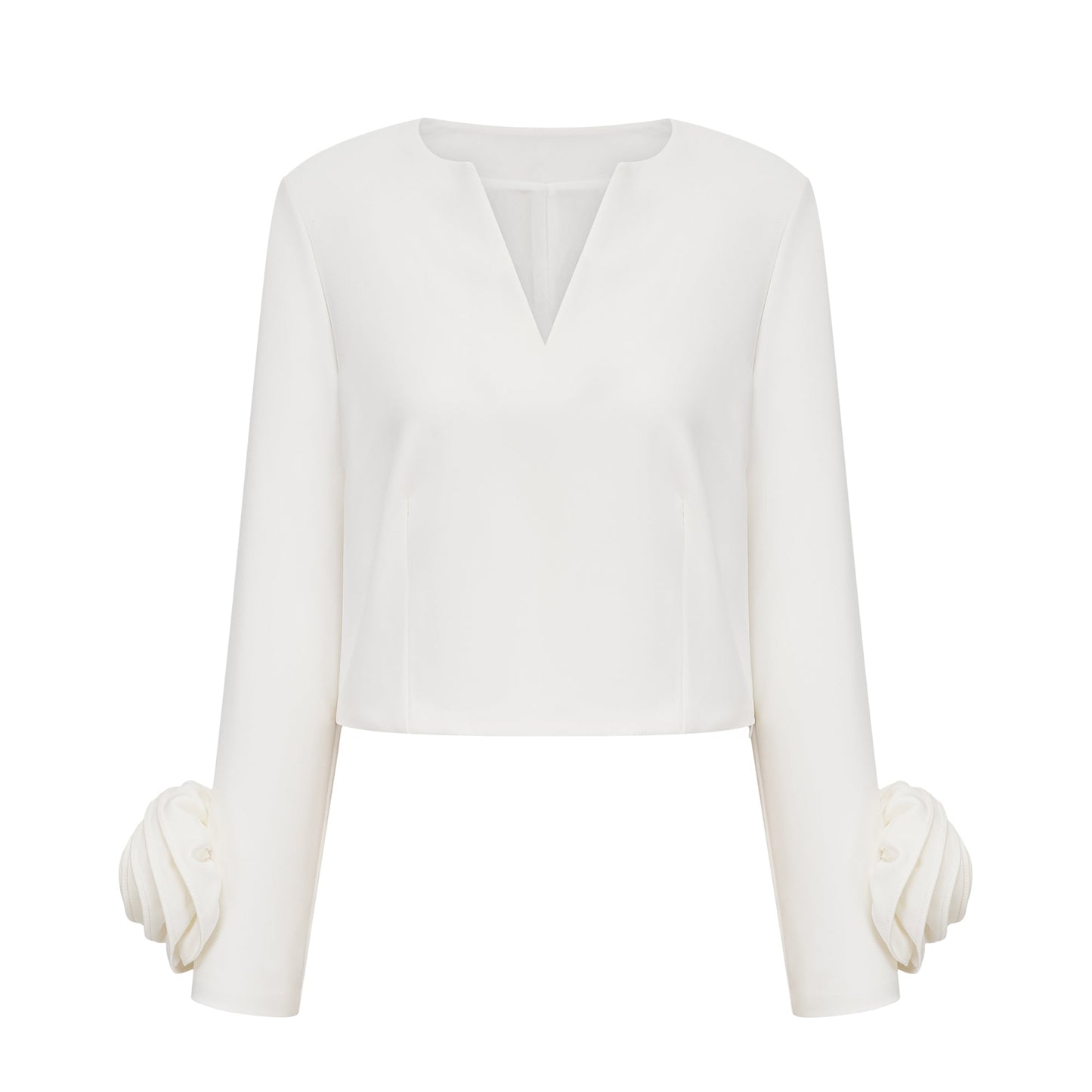 Hilaire white 3d-petal top & skirt matching set