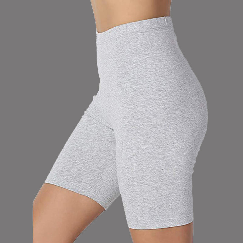 Daily Solid Elastic High Waist Stretch Biker Shorts