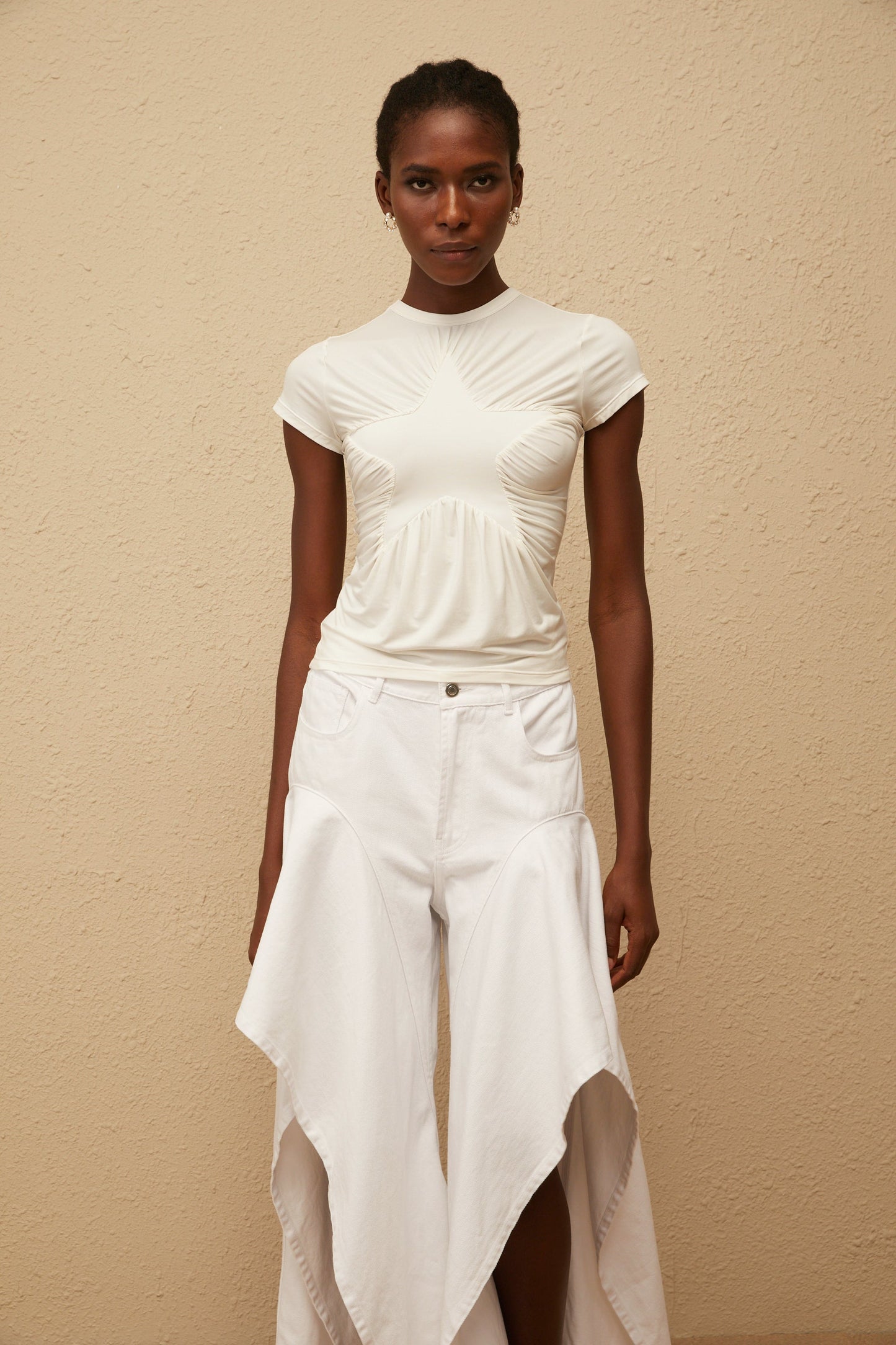 Selma White Star Pattern T-shirt