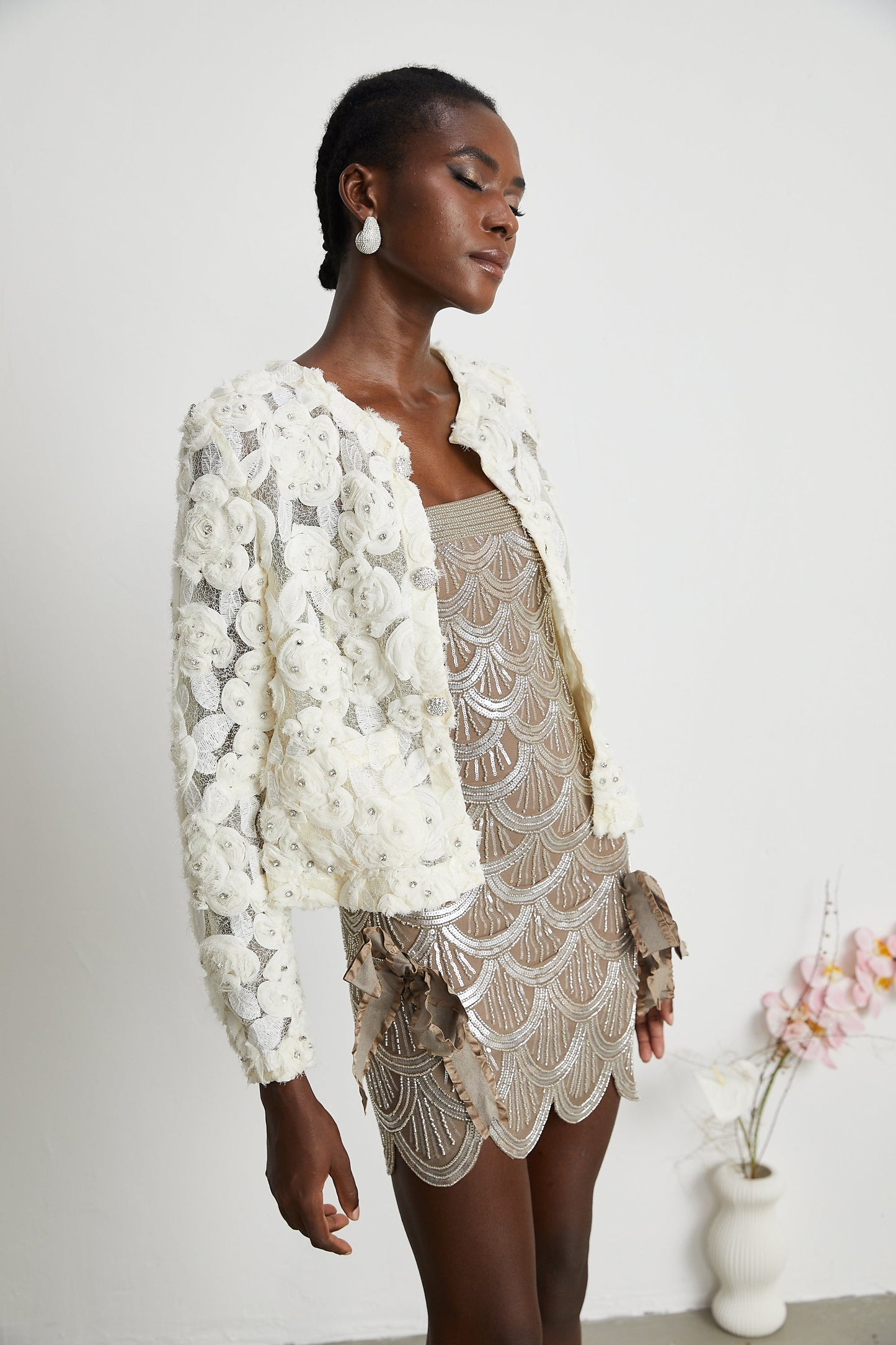 Marianne floral-appliqué embellished jacket