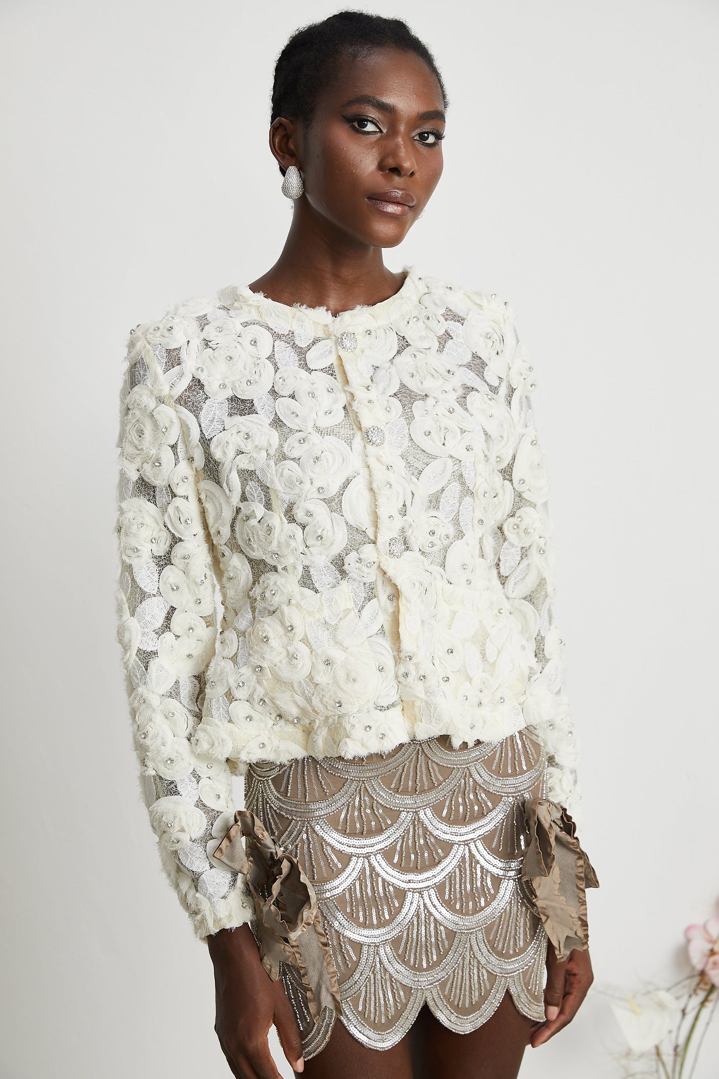 Marianne floral-appliqué embellished jacket