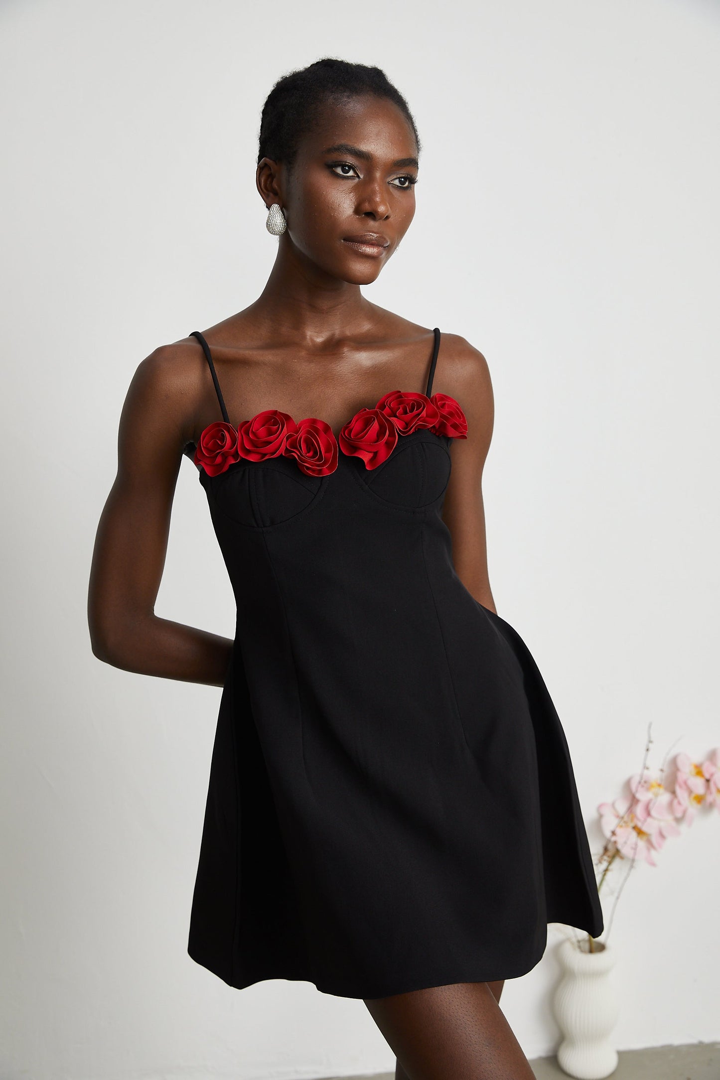 Pauline faux-flower mini dress
