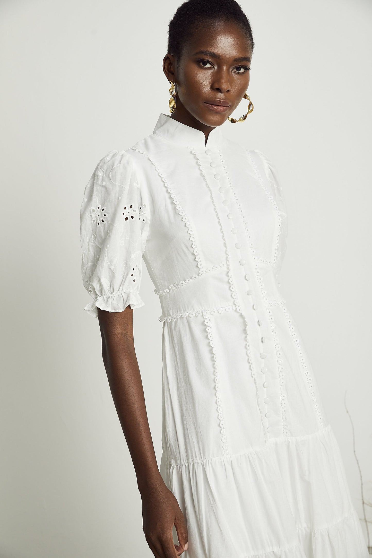 Coline lace floral-embroidered midi dress