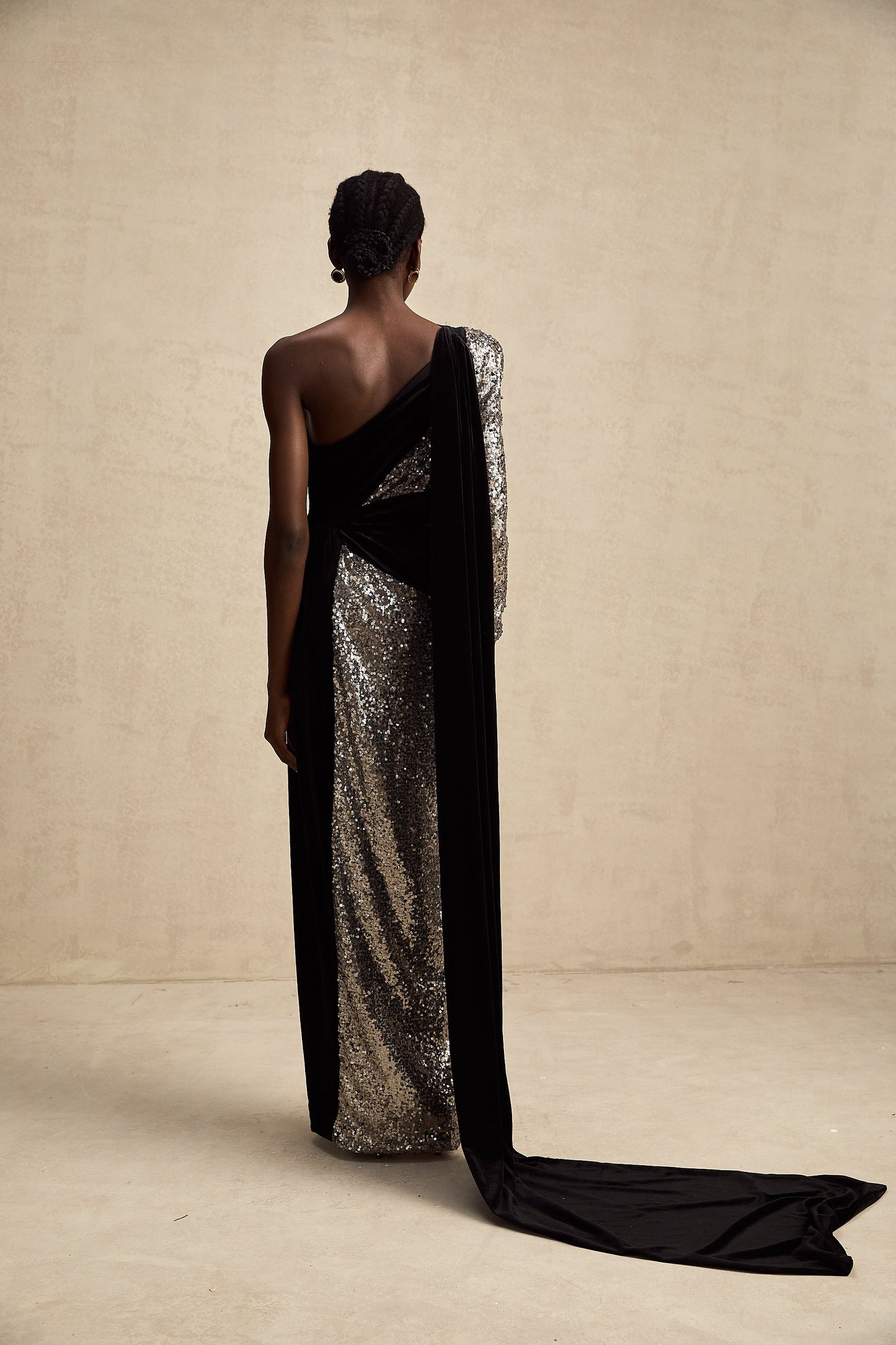 Juliette sequin-embellished asymmetrical maxi dress