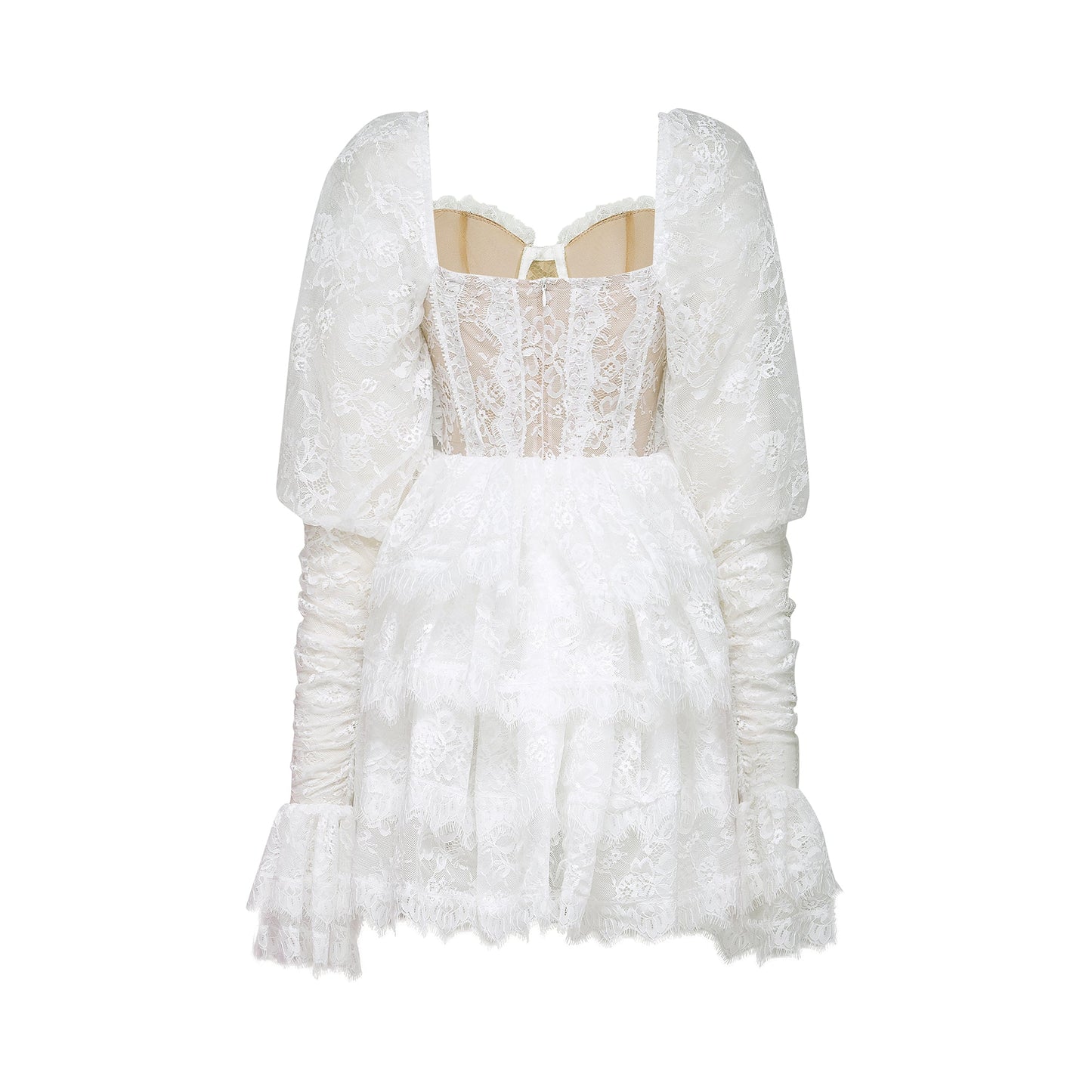 Nadine semi-sheer lace-trim mini dress
