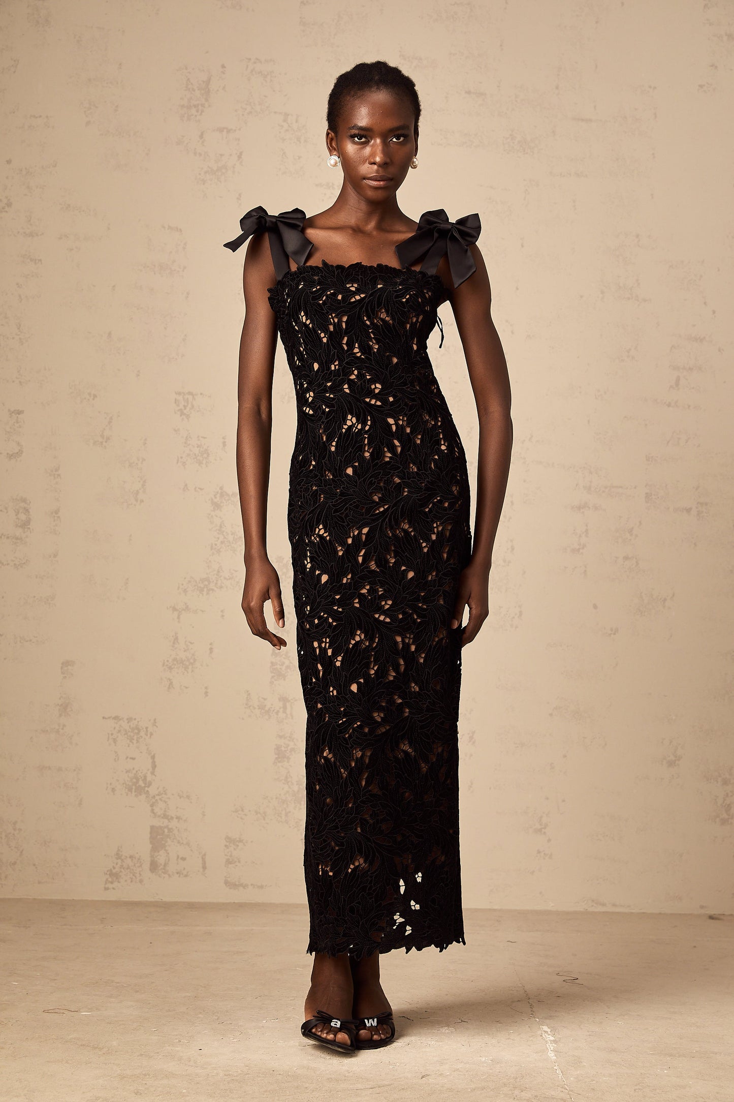 Eloise black floral embroidered maxi dress