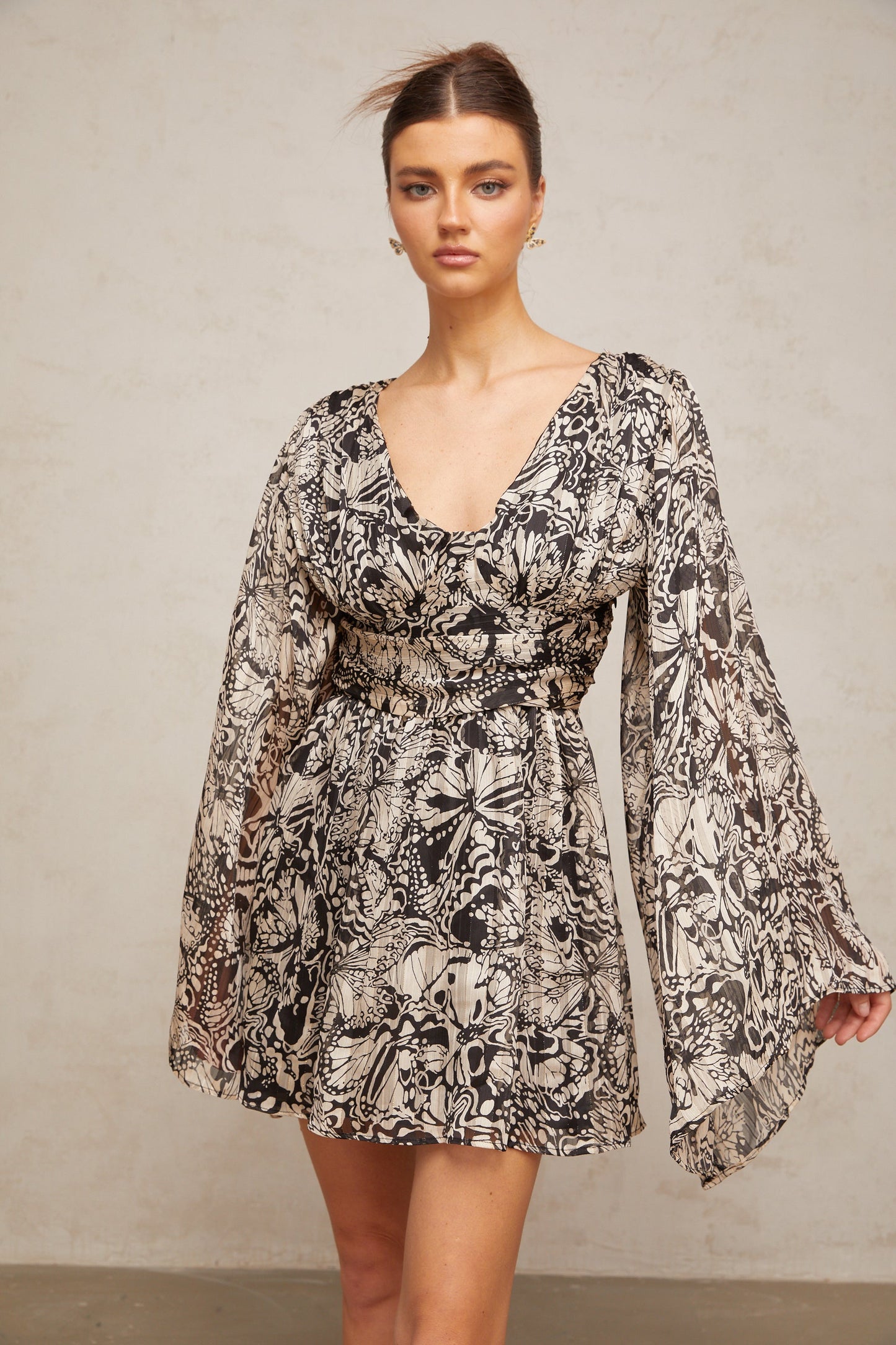 Perrine pattern-print V-neck mini dress