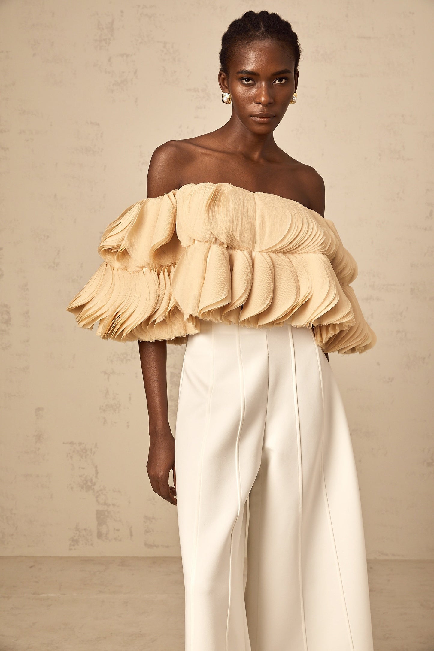 Maeva white wide-leg trousers