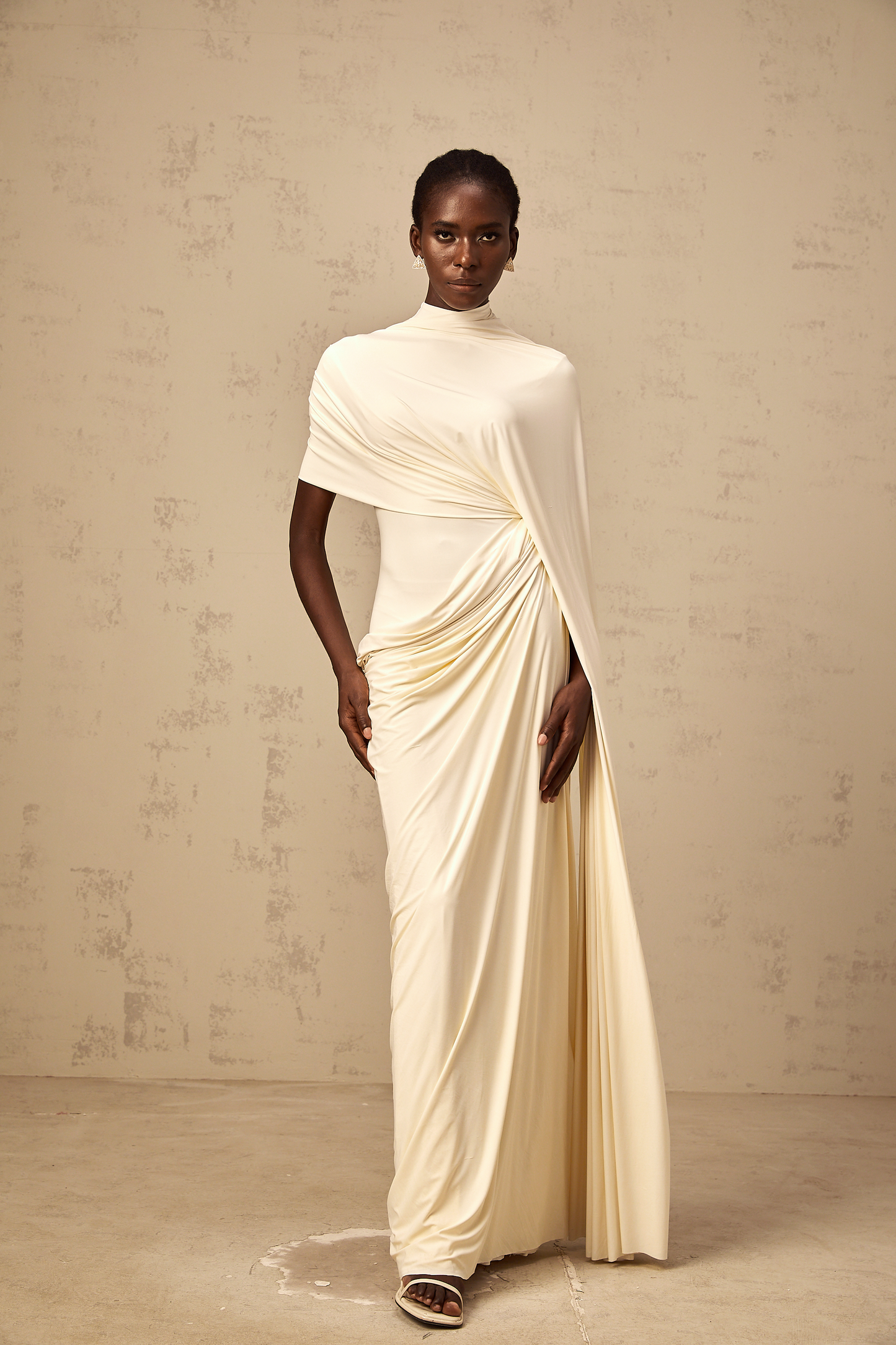 Fenella asymmetrical draped cape & dress matching set