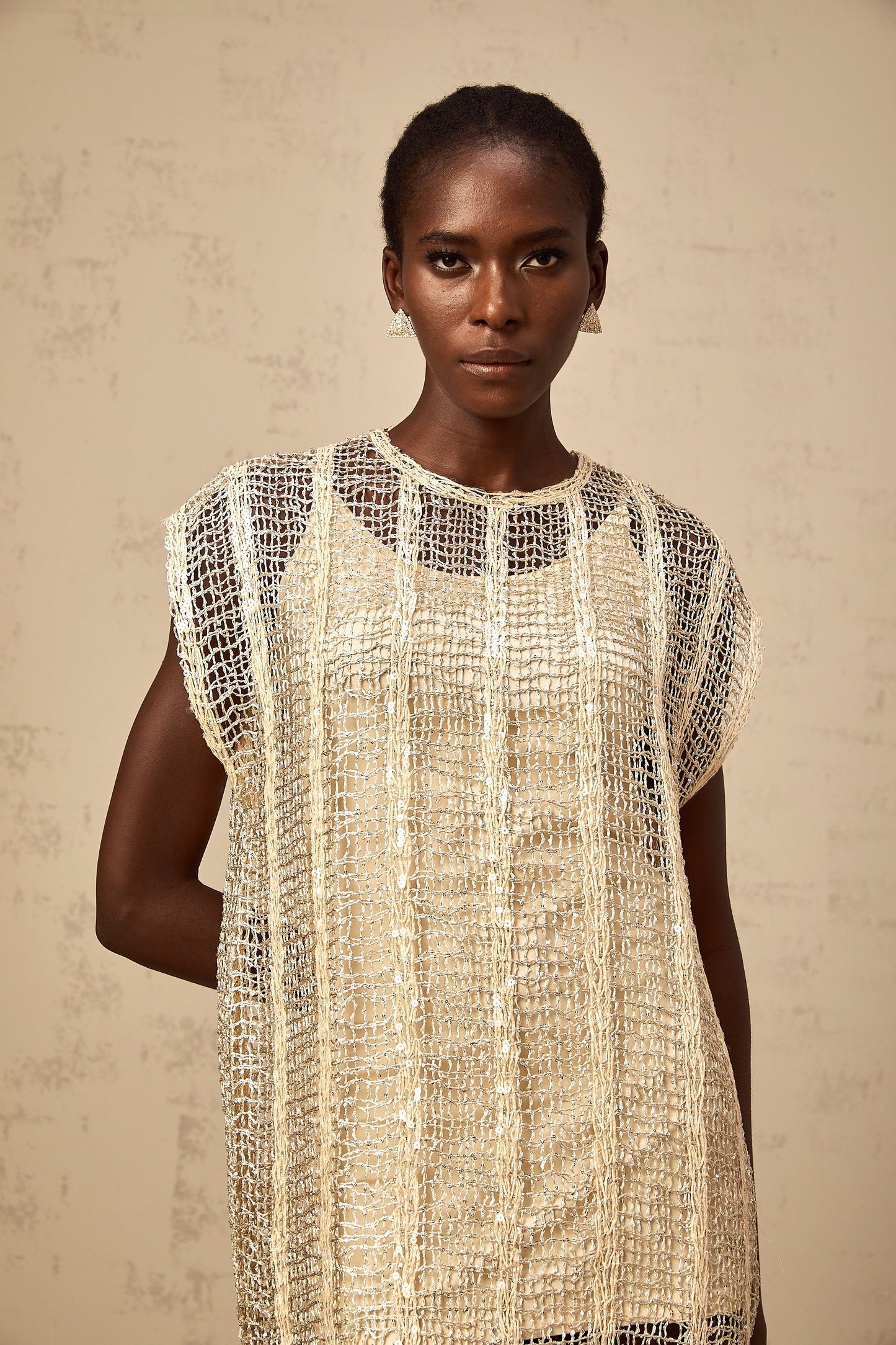 Solène gold sequined cut-out mini dress