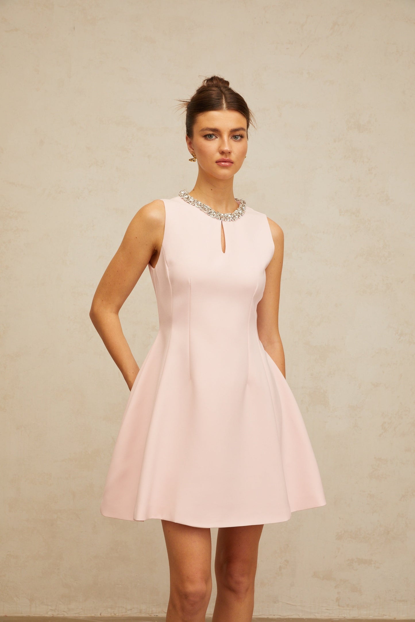 Clothilde pink sequined puff mini dress