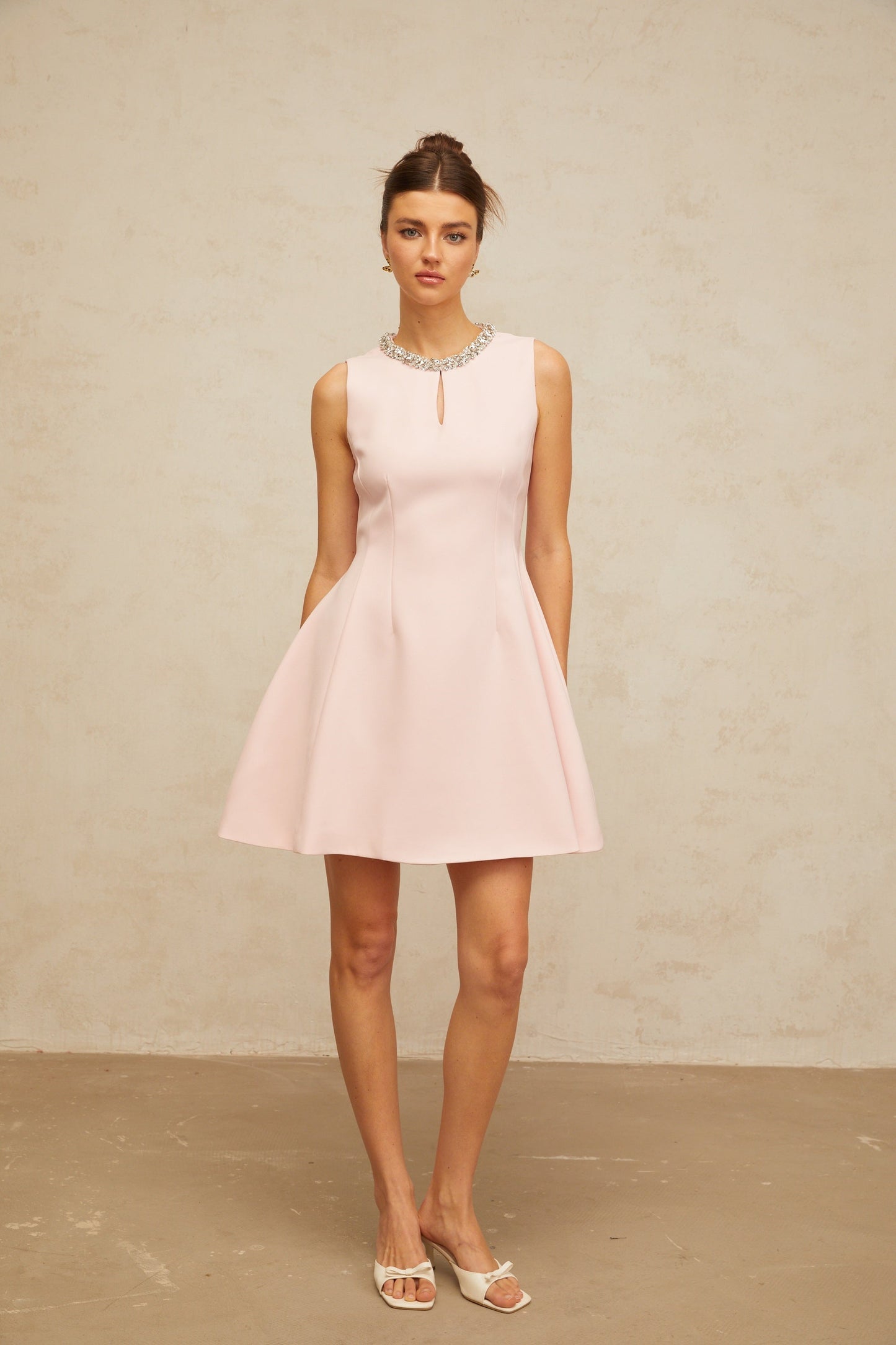 Clothilde pink sequined puff mini dress