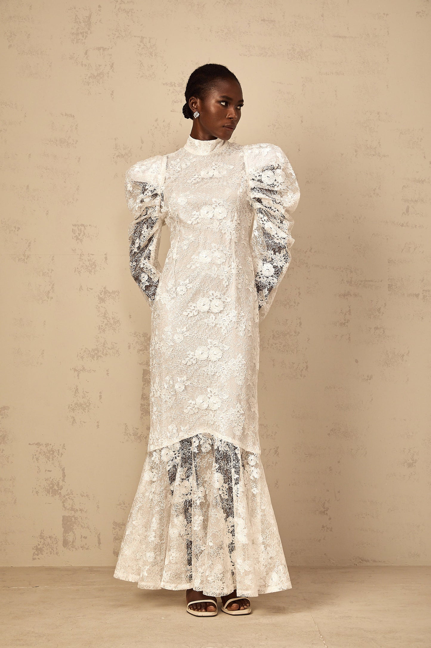 Pauline White Floral Lace Mermaid Maxi Dress