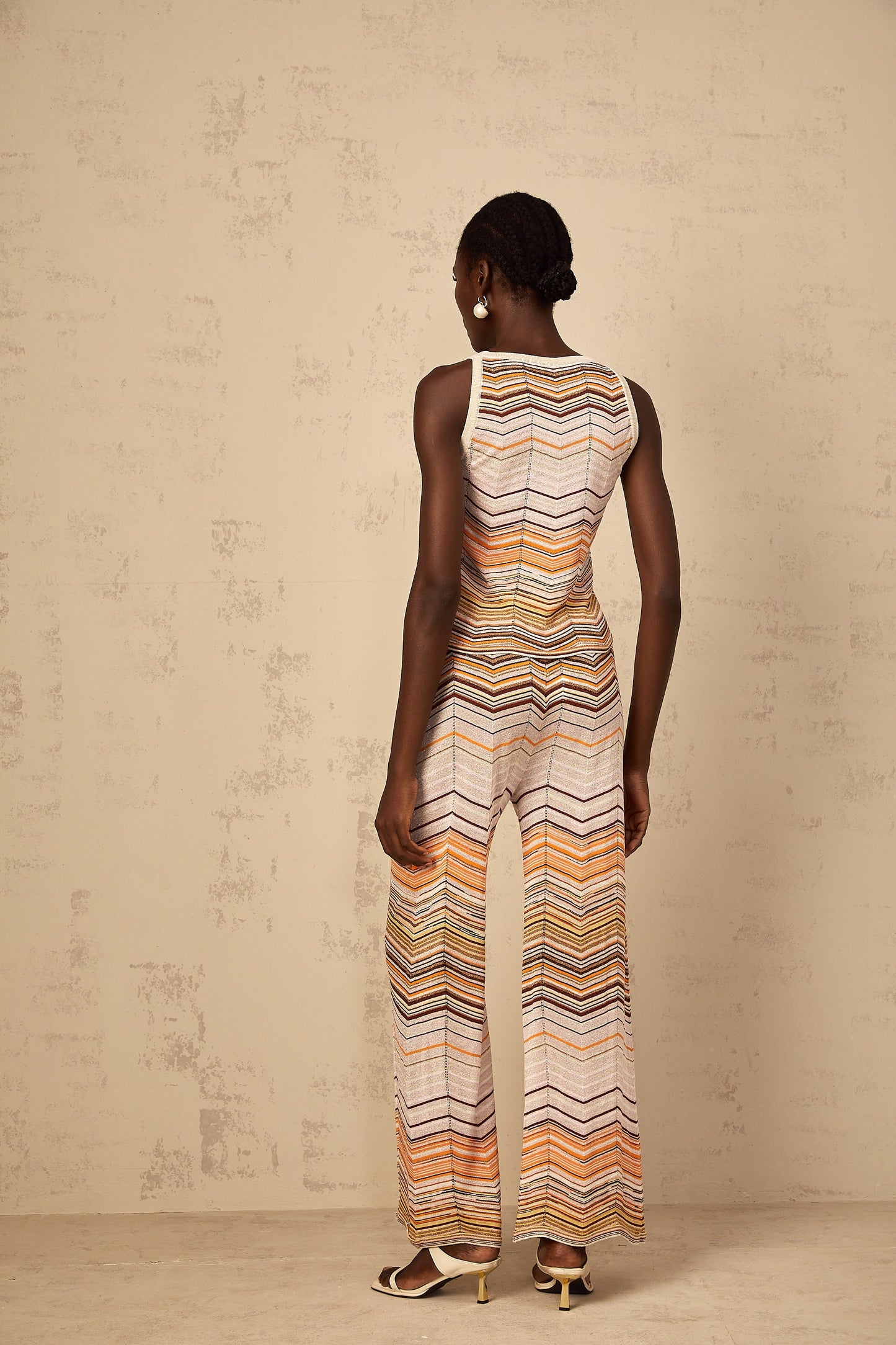 Chloé Neutral Striped Knit Matching Set
