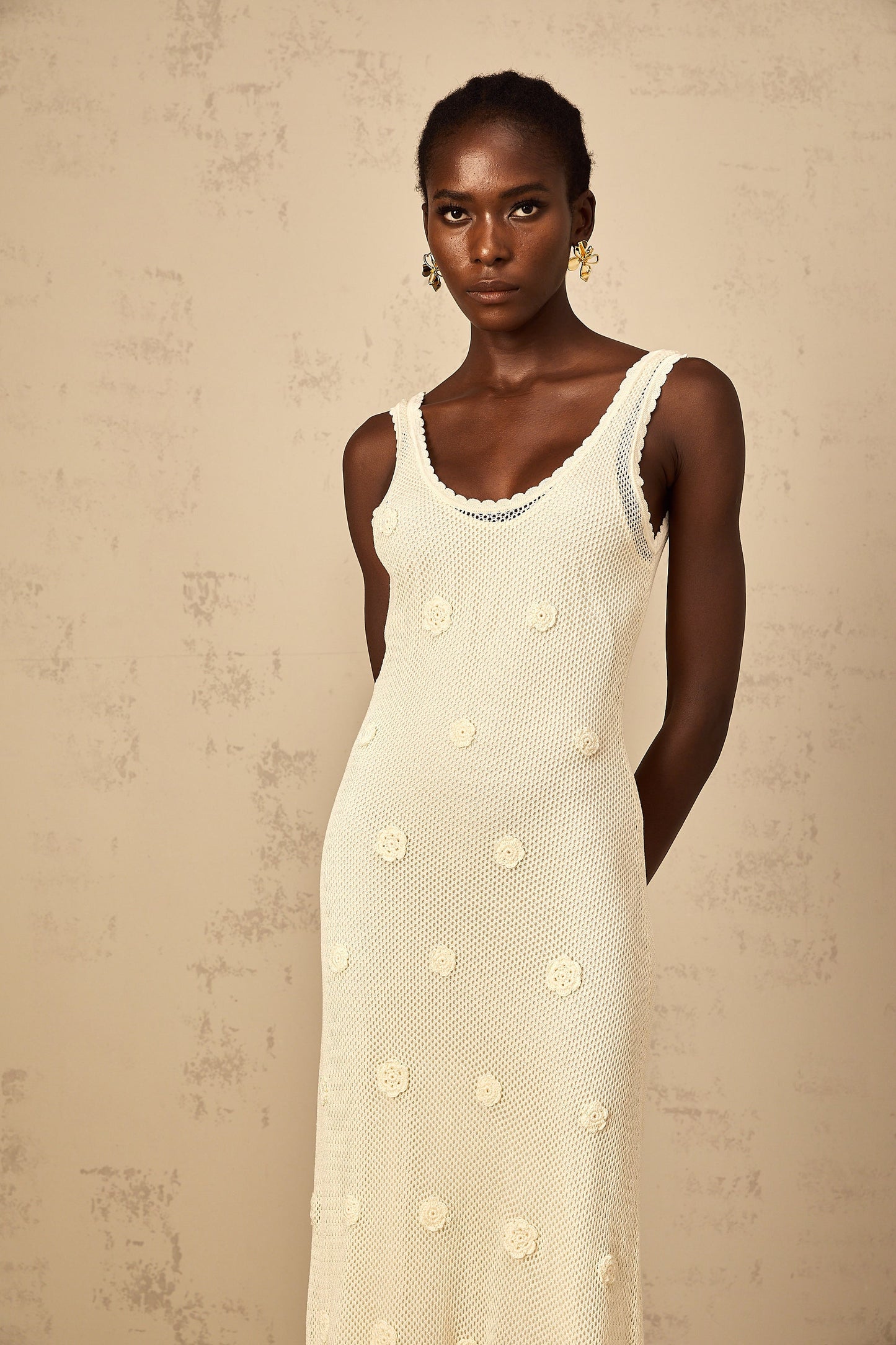 Eléonore Floral Embroidered Crochet Knit Maxi Dress