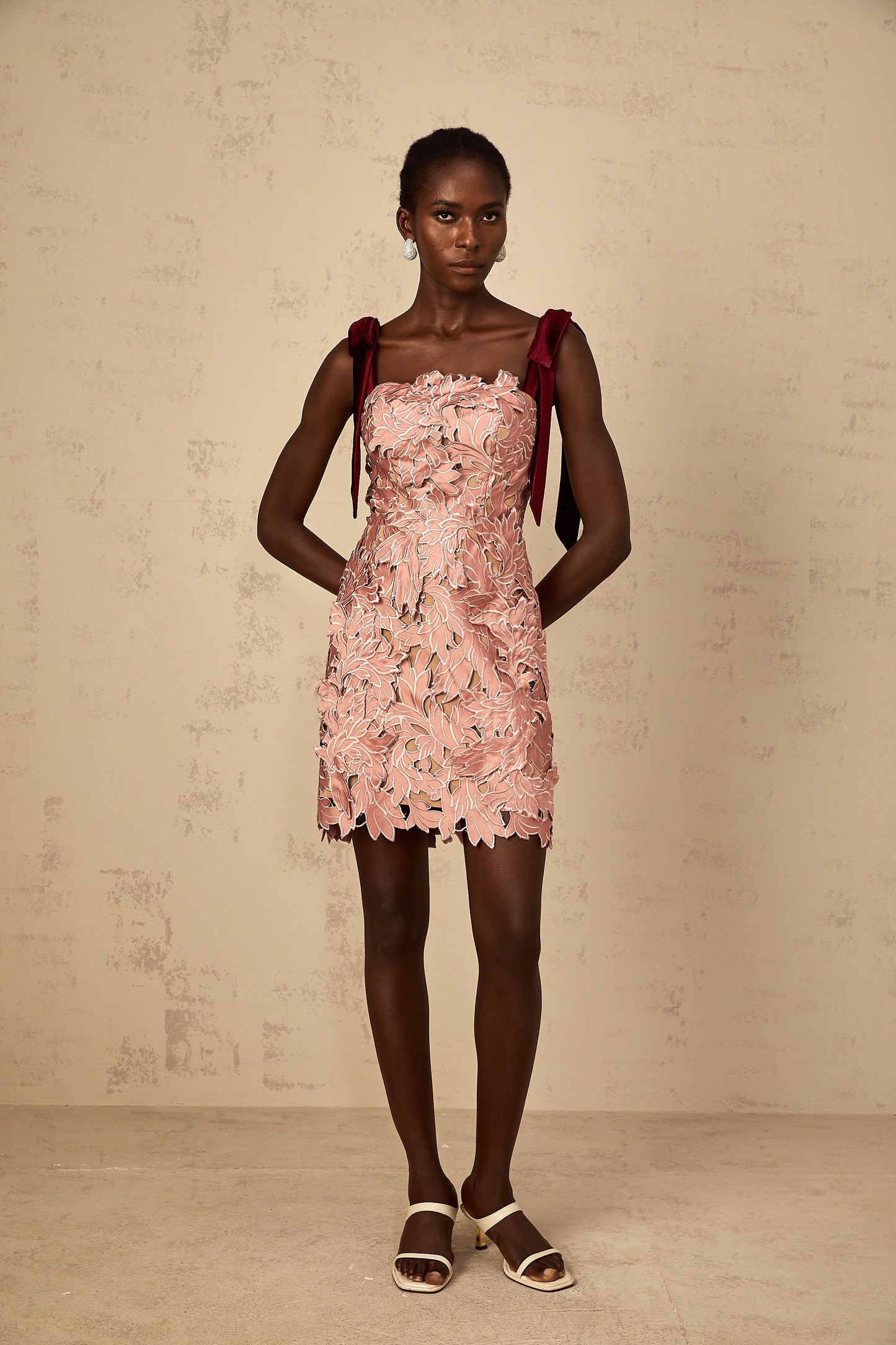 Tatiana pink floral-embroidered mini dress