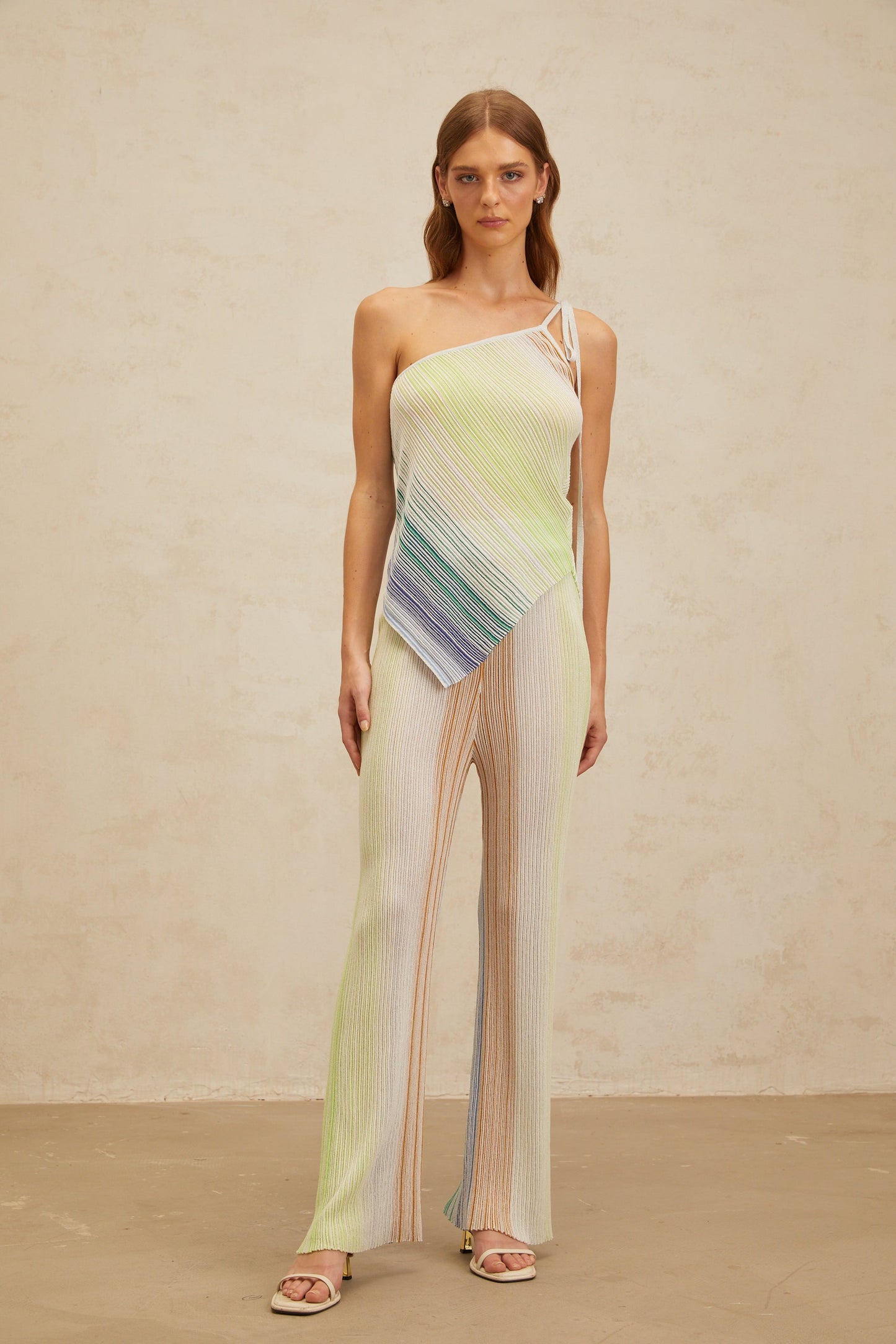 Amaryllis Green Sequin Striped Knit Matching Set
