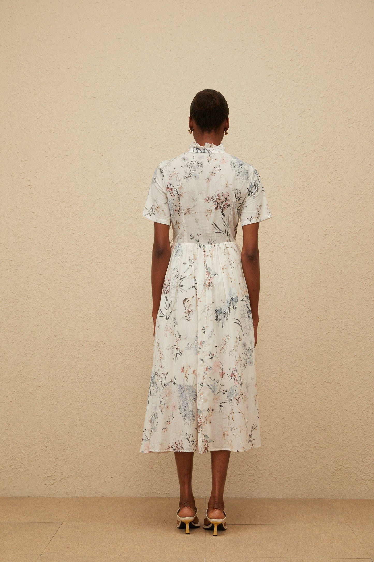 Héloïse White Floral Print Summer Midi Dress
