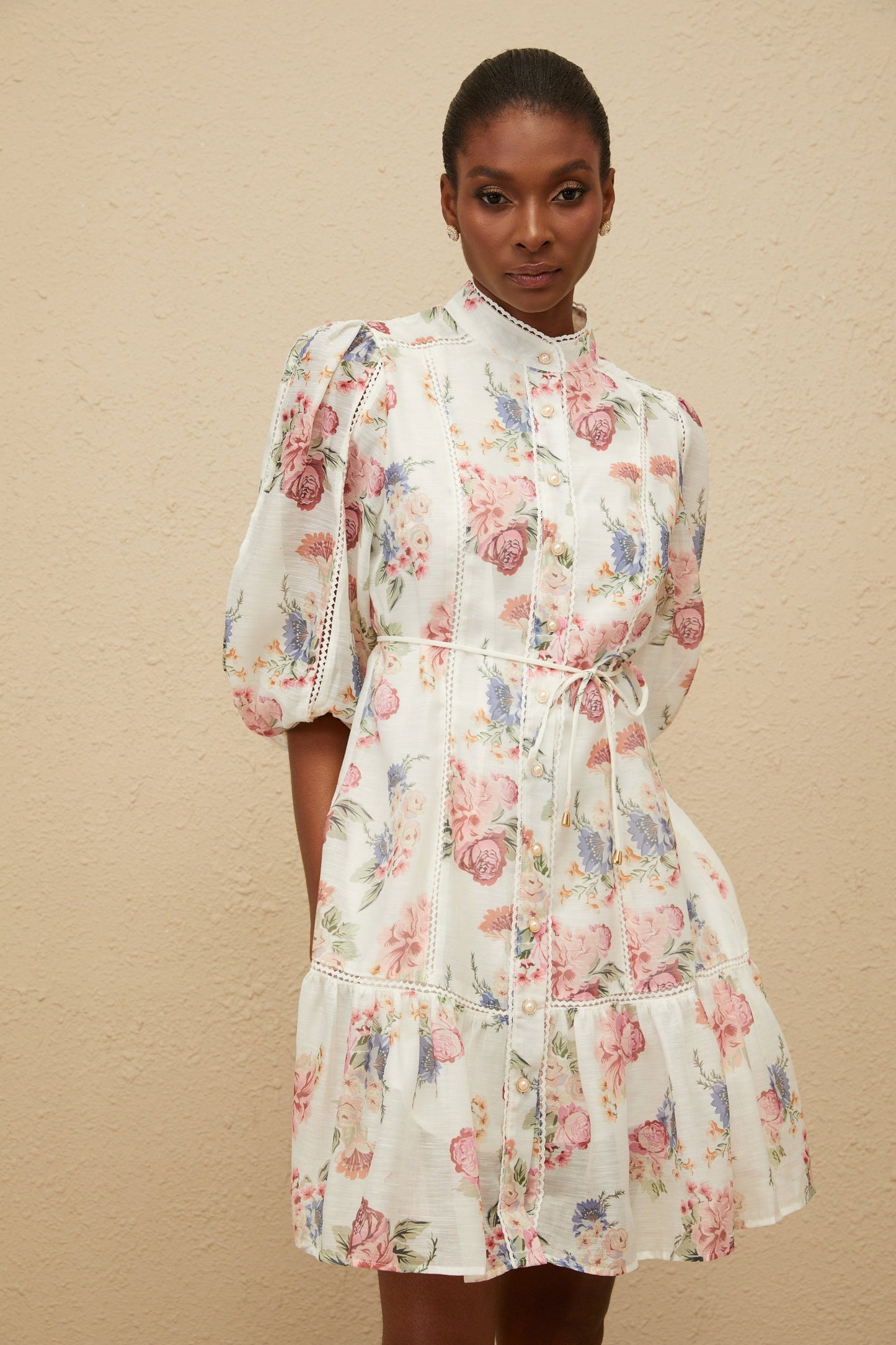 Inaya White Floral-Print Mini Dress