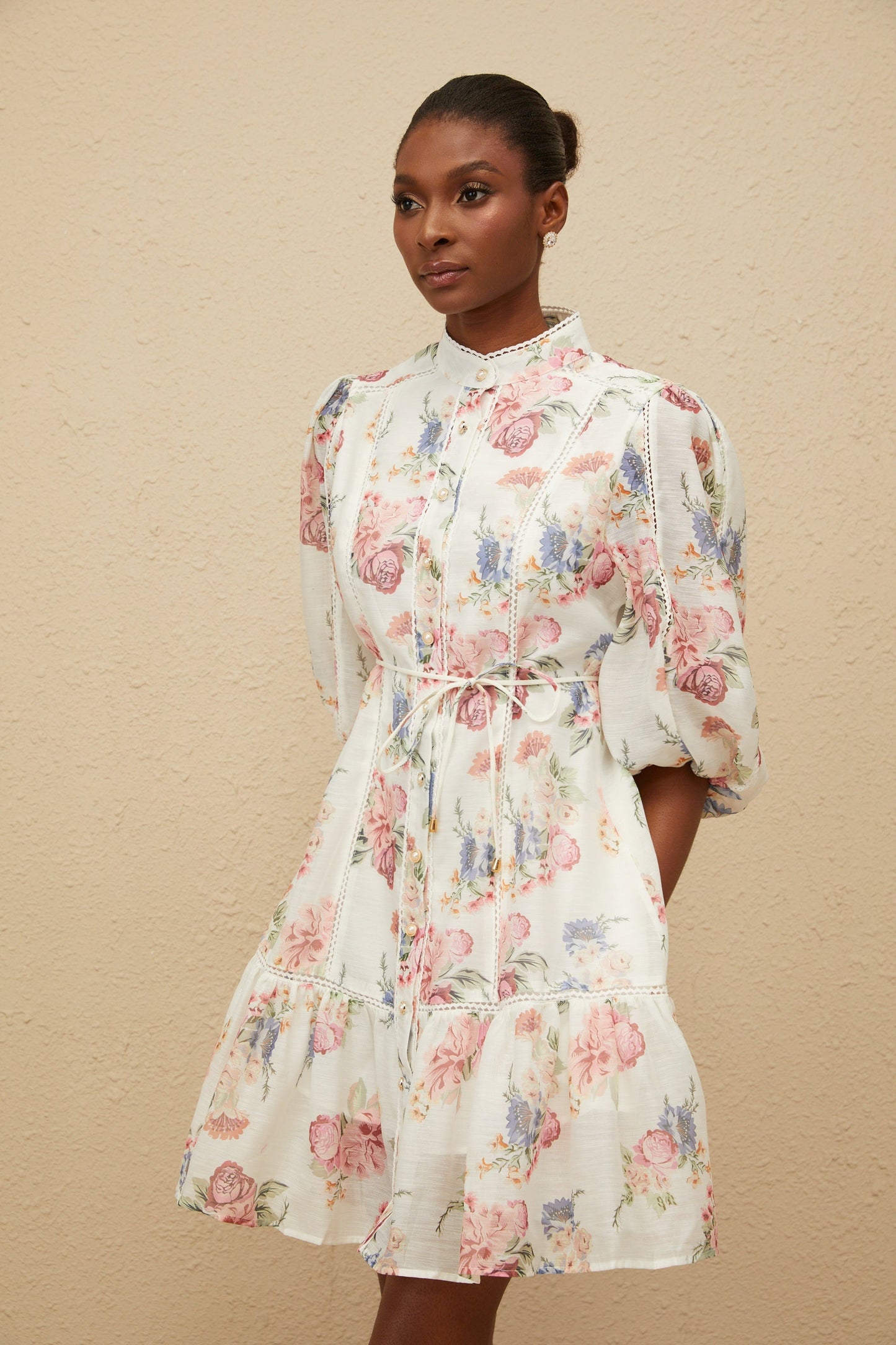 Inaya White Floral-Print Mini Dress