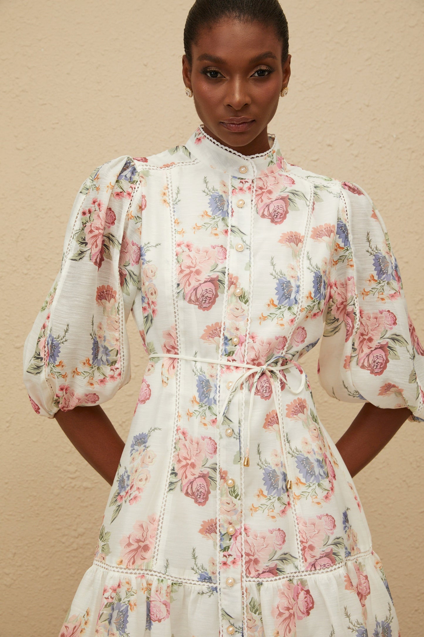 Inaya White Floral-Print Mini Dress