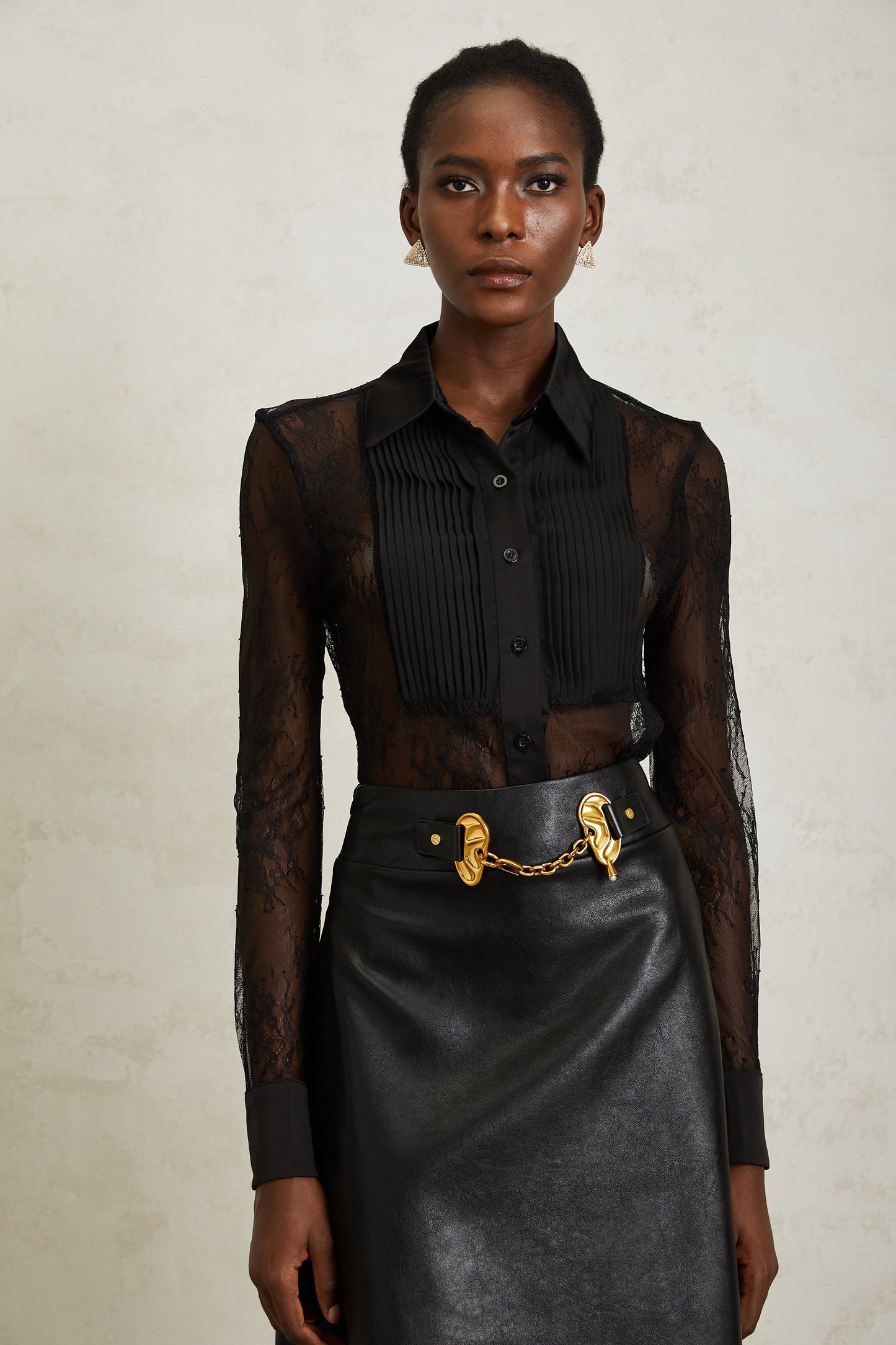 Eugénie Black Floral Lace Shirt