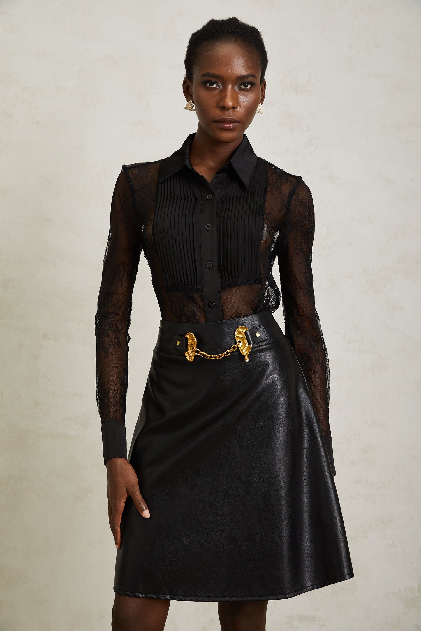 Eugénie Black Floral Lace Shirt