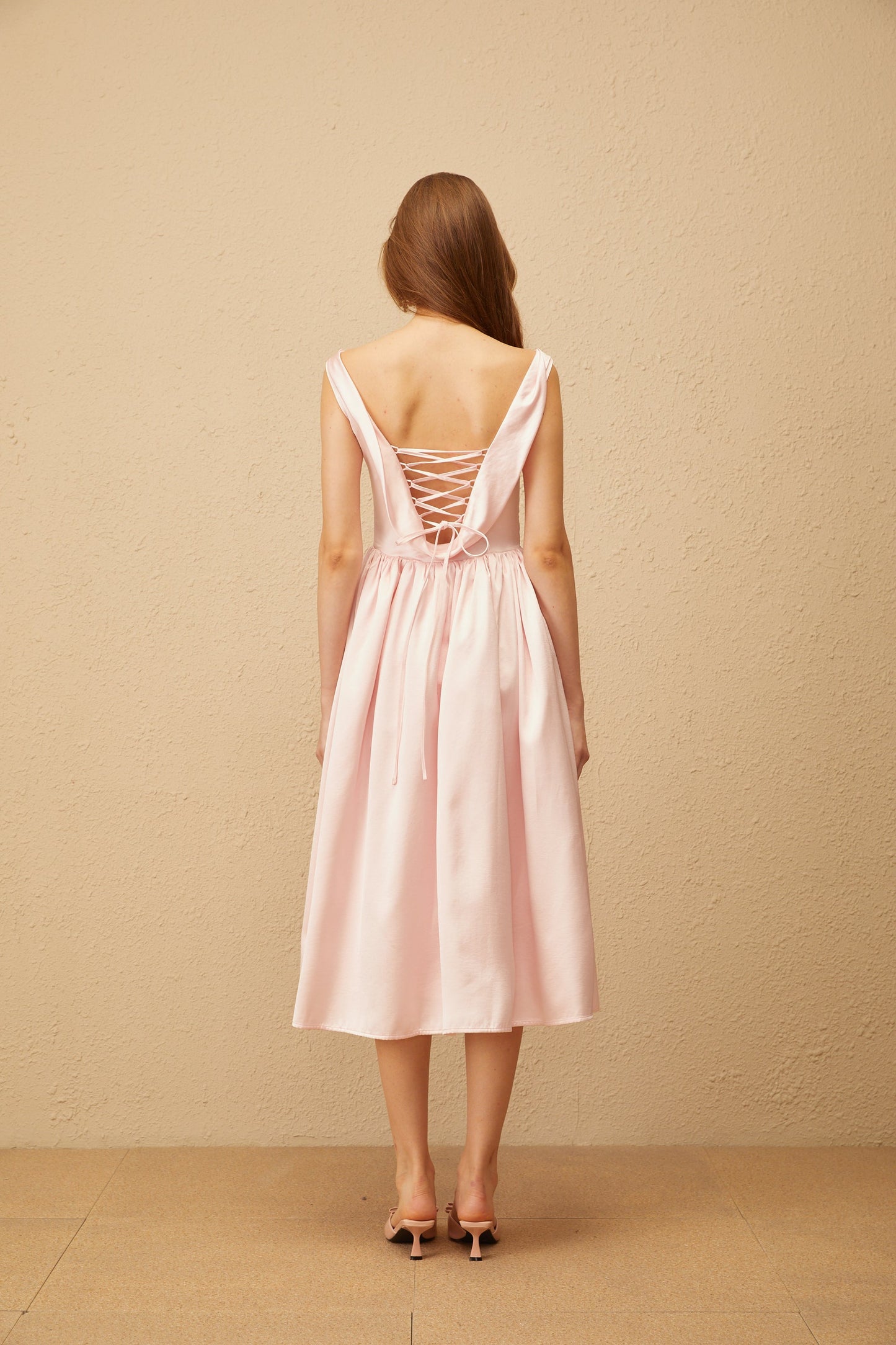 Althéa Pink Cowl Neck Voluminous Midi Dress