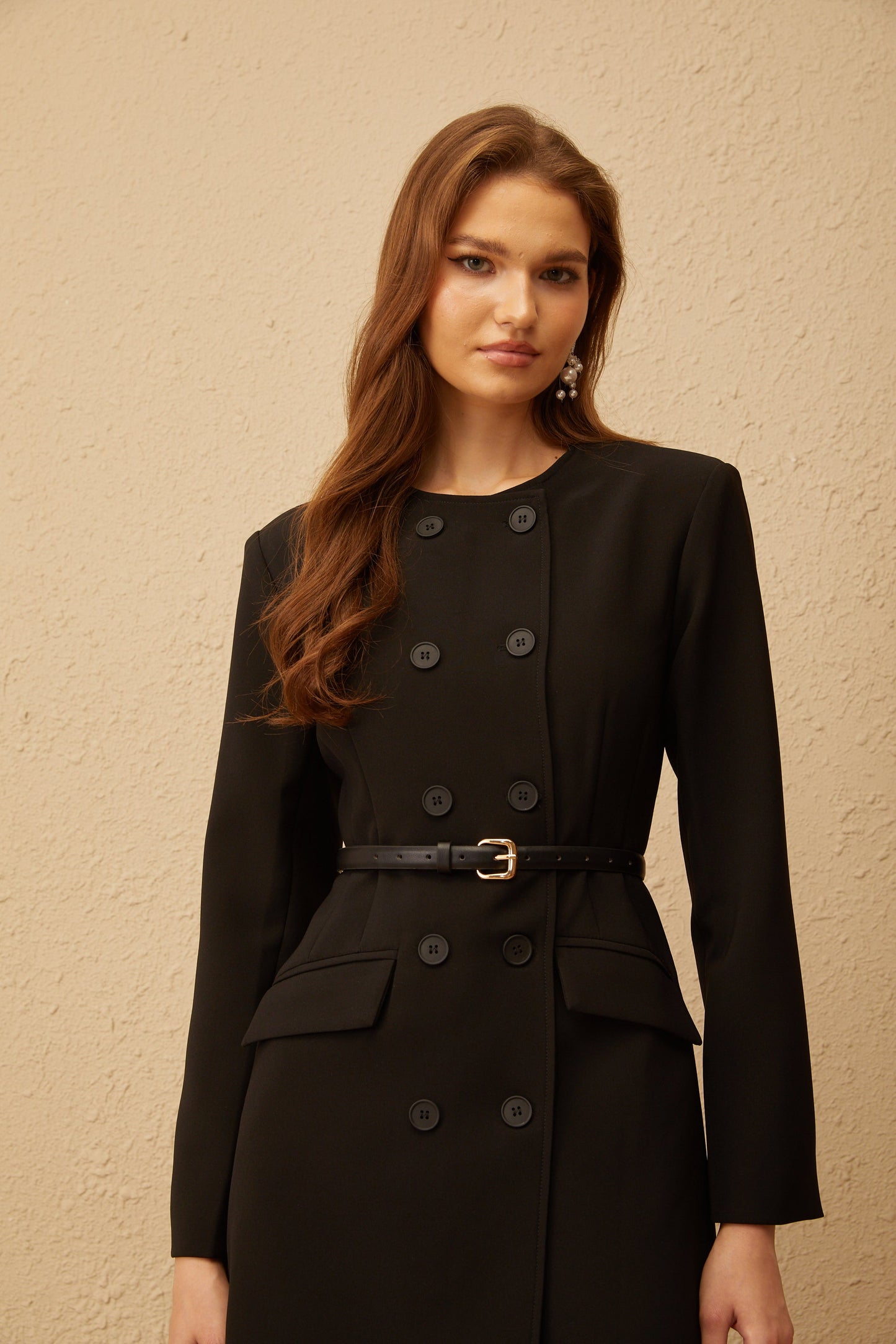 Melanie Black Belted Blazer Mini Dress