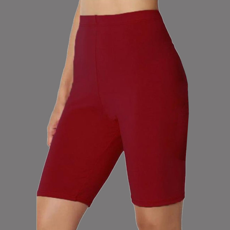 Daily Solid Elastic High Waist Stretch Biker Shorts