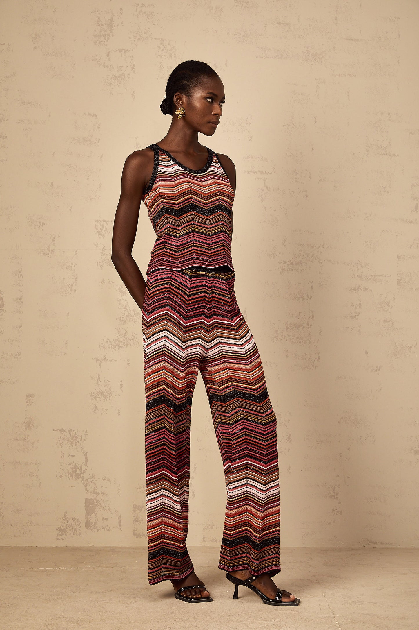 Chloé Red Striped Knit Matching Set