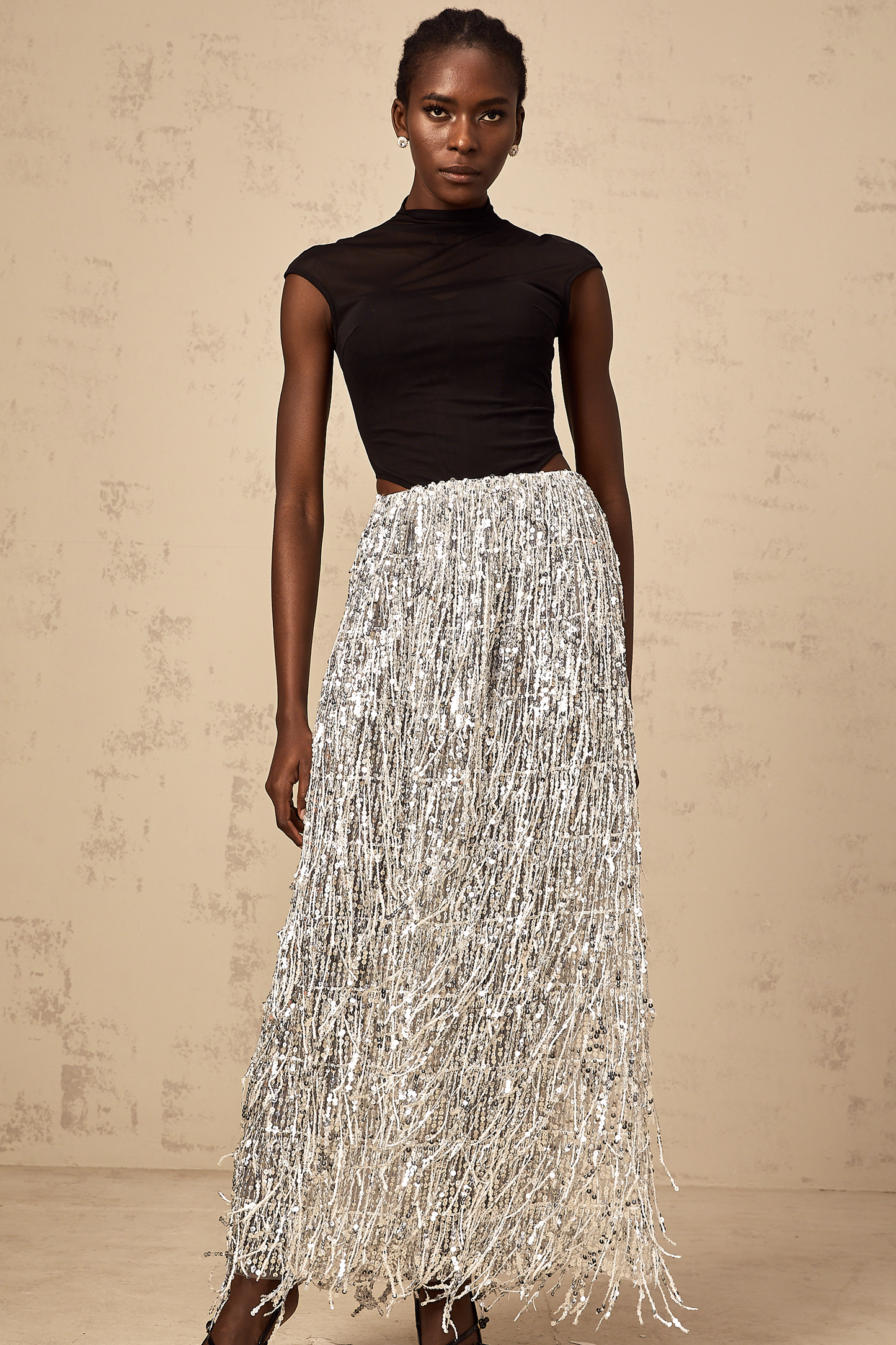 Virginie two-tone corset-style top & skirt matching set