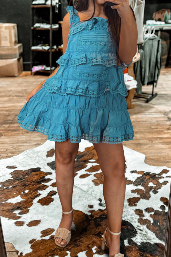 Lace Ruffled Sleeveless Mini Dress