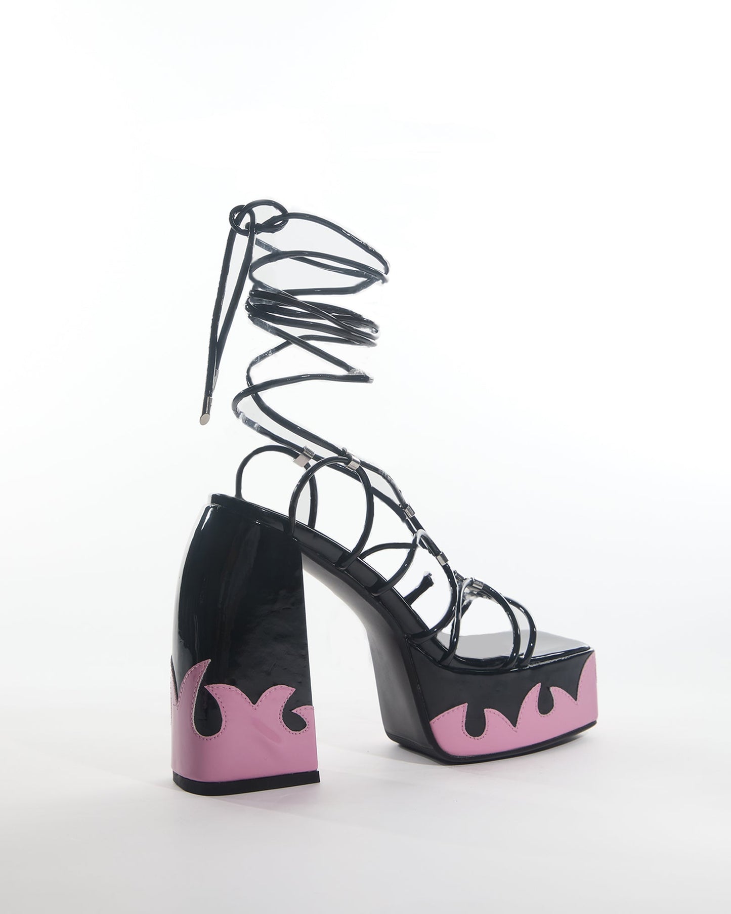 Aang Pattern Lace Up Platform Sandals
