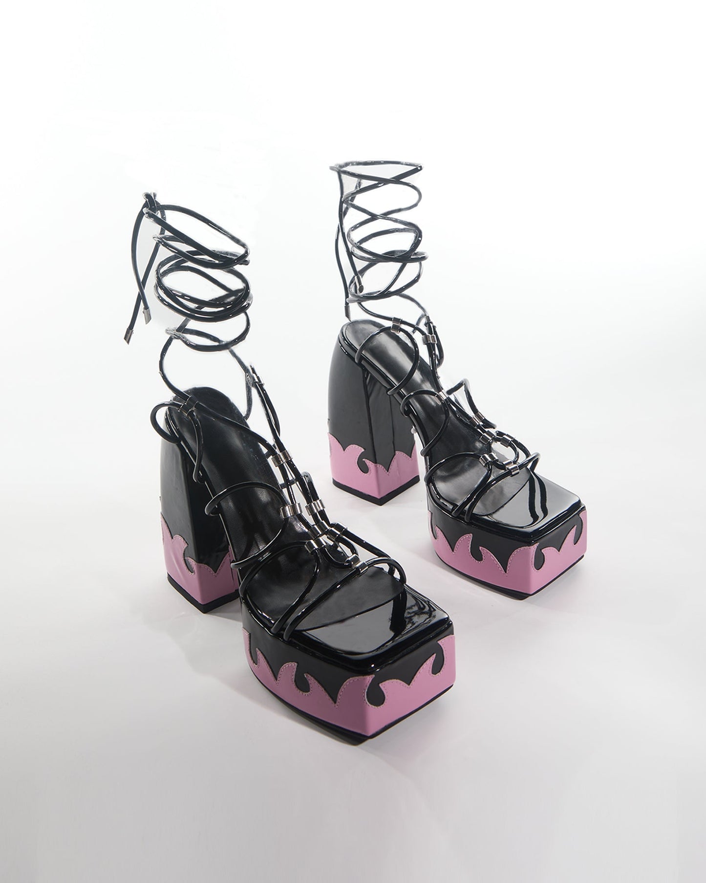 Aang Pattern Lace Up Platform Sandals