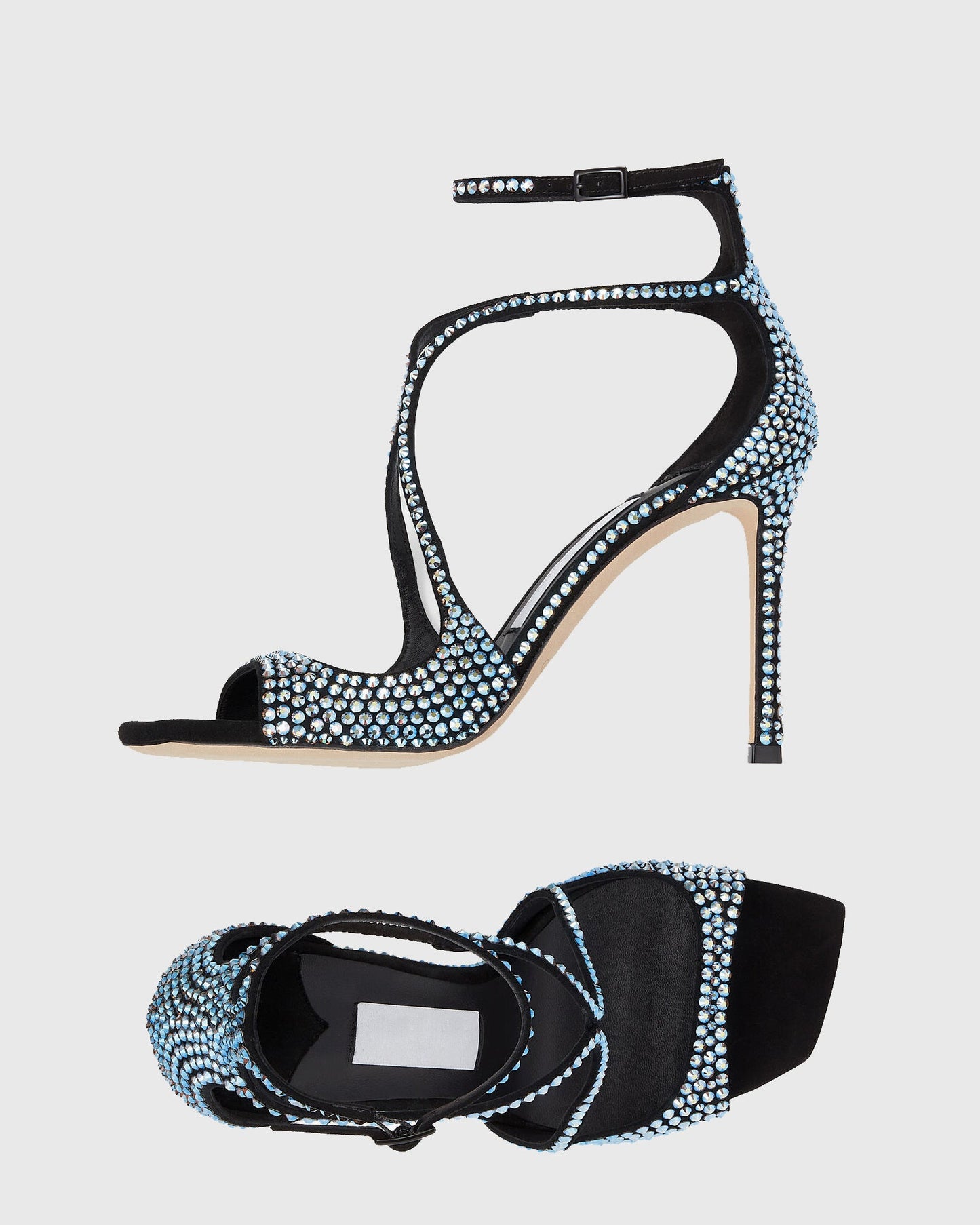 Aryana Rhinestone Strap Sandals In Blue