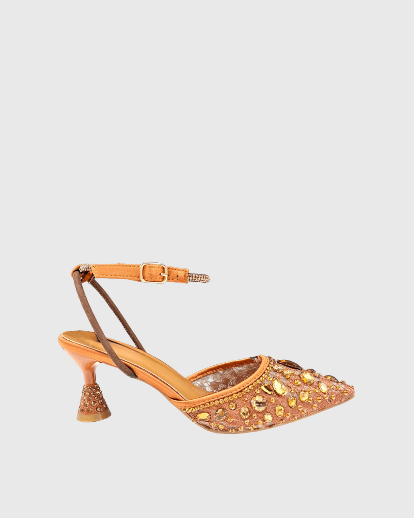 Belen Diamond Lace Slingback Pumps In Brown