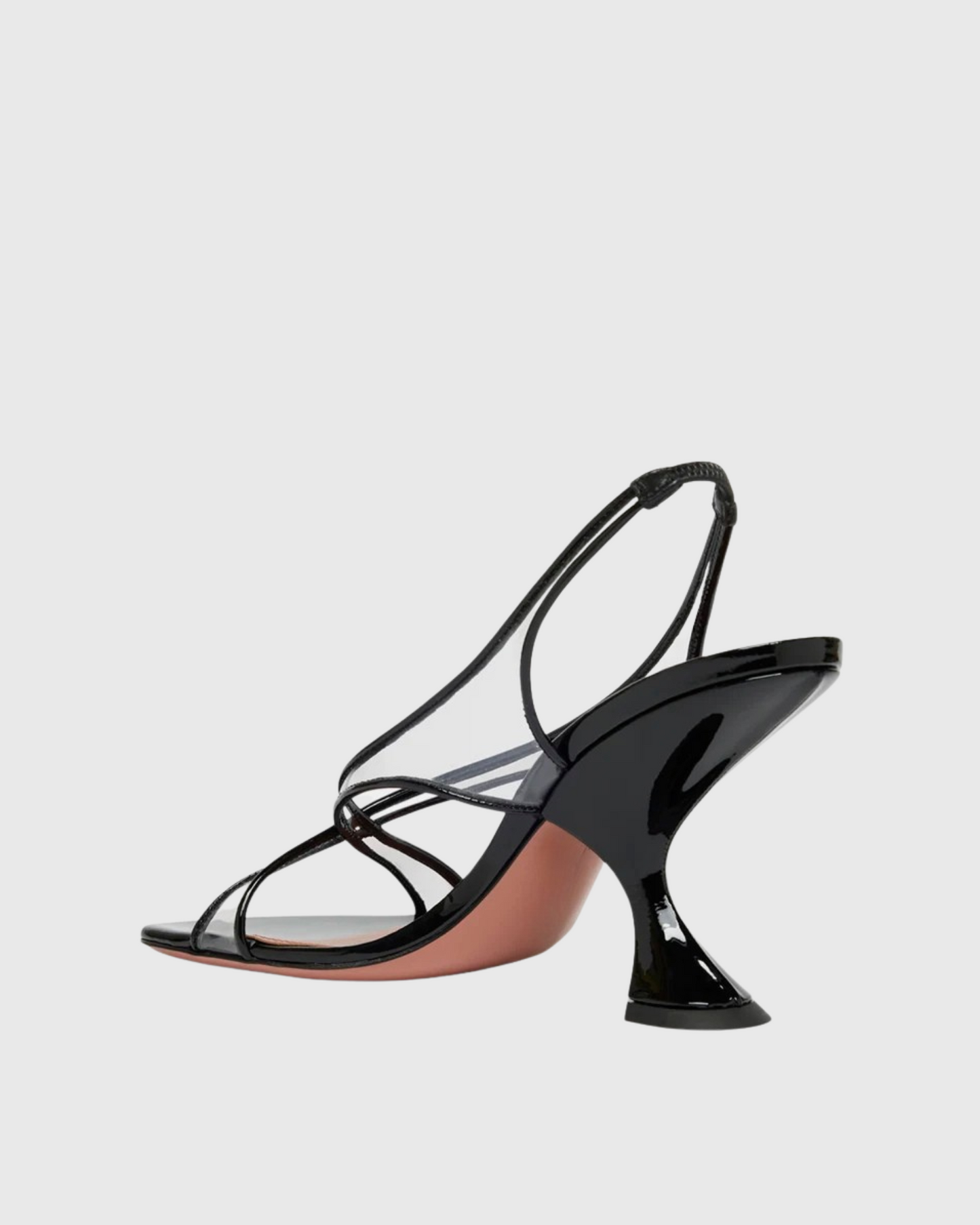 Cadoc Pvc Cross Slingback Flared Heels In Black