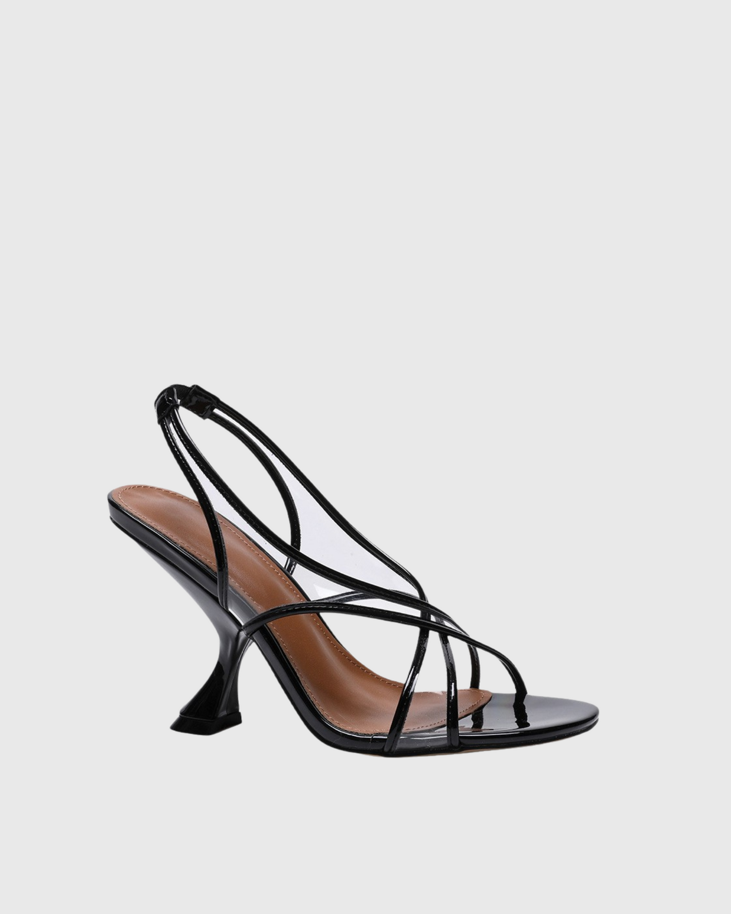 Cadoc Pvc Cross Slingback Flared Heels In Black