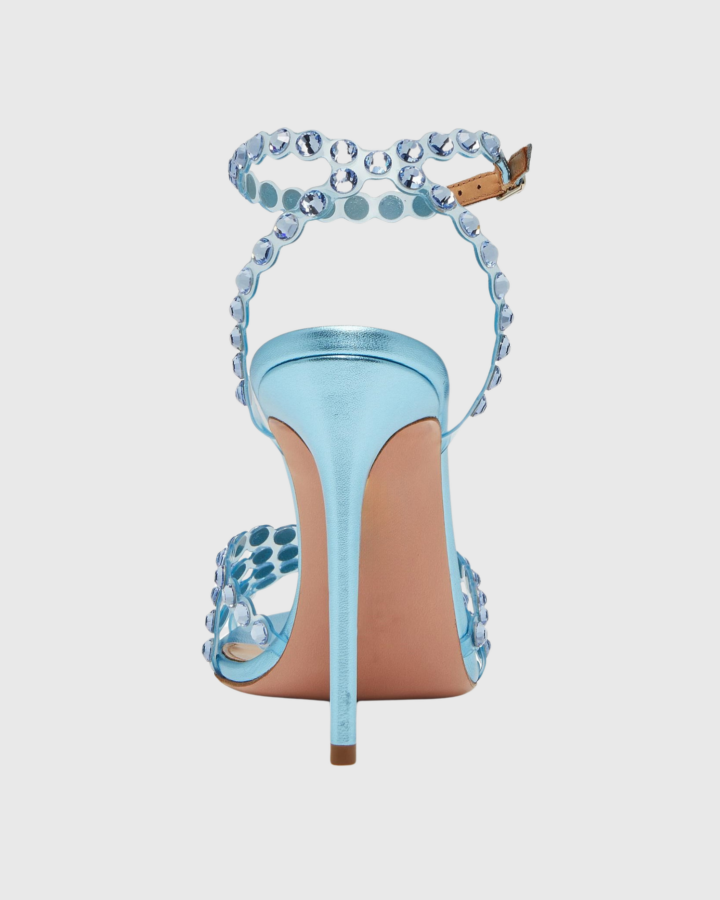Cameo Rhinestone Embellished PVC Strap Sandals In Sky