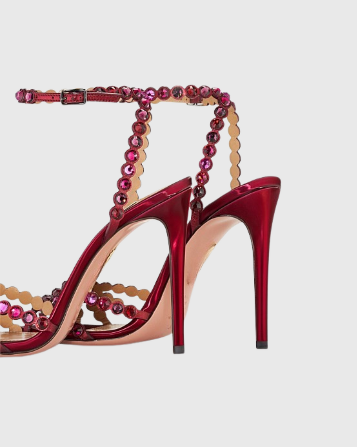 Cameo Rhinestone Embellished PVC Strap Sandals In Wine