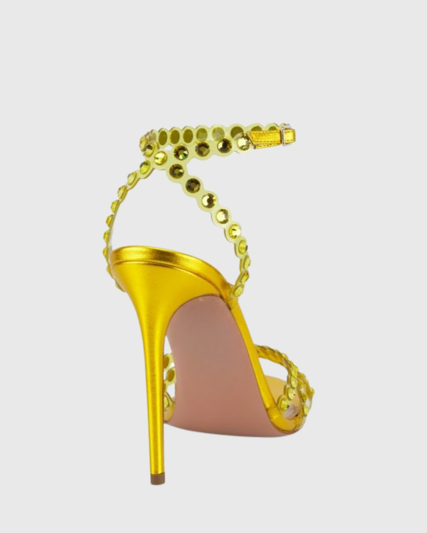 Cameo Rhinestone Embellished PVC Strap Sandals In Yellow