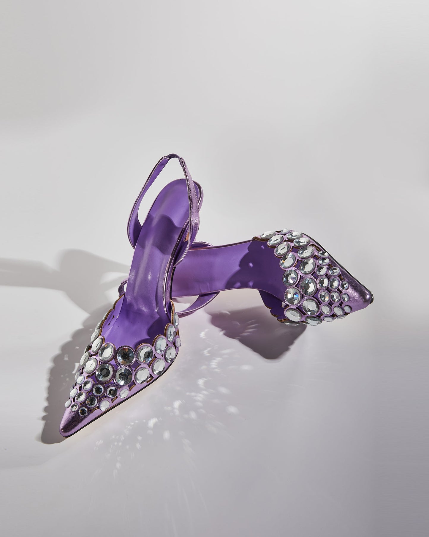 Carolina Rhinestone Slingback Pumps In Purple