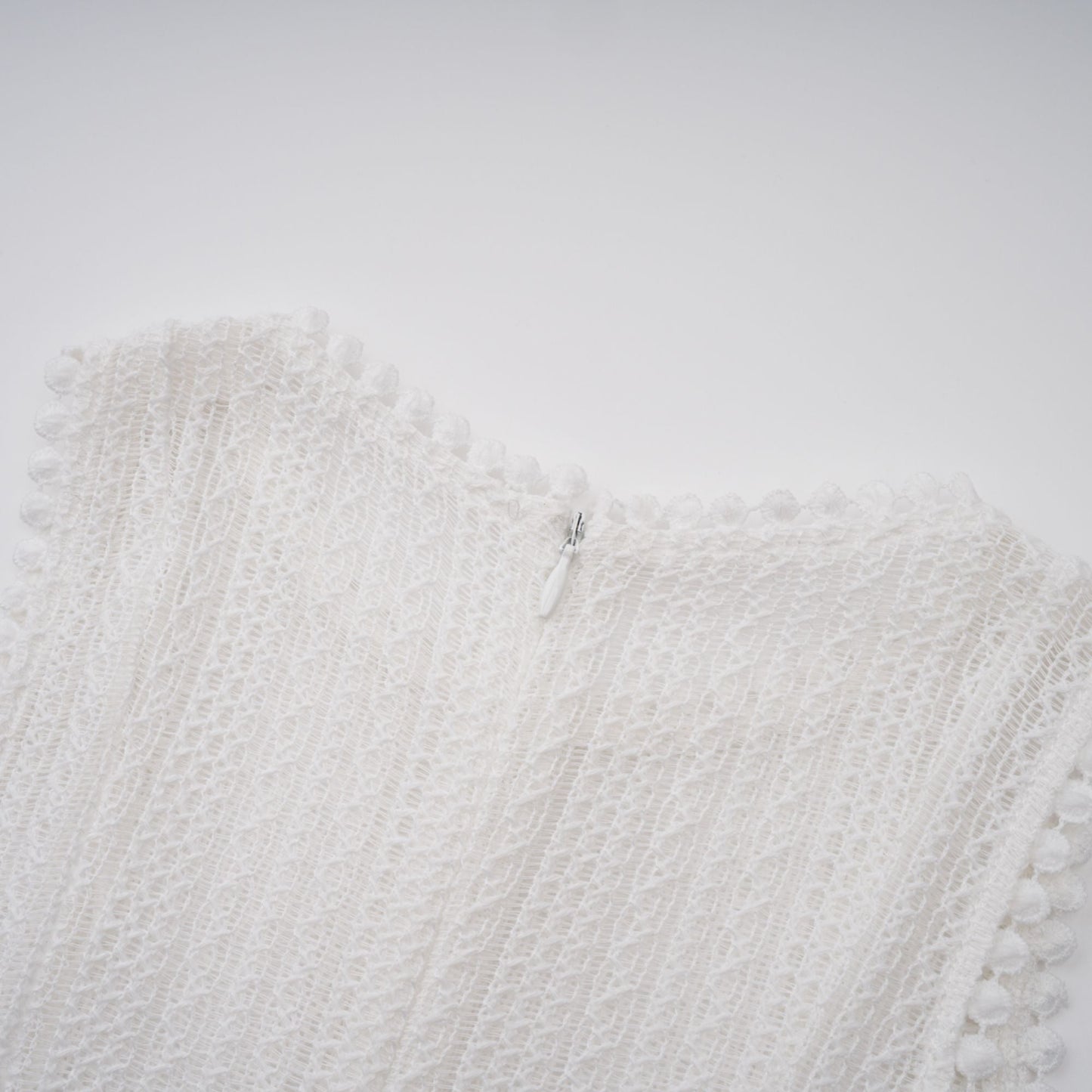 Hélène white pointelle puff midi dress