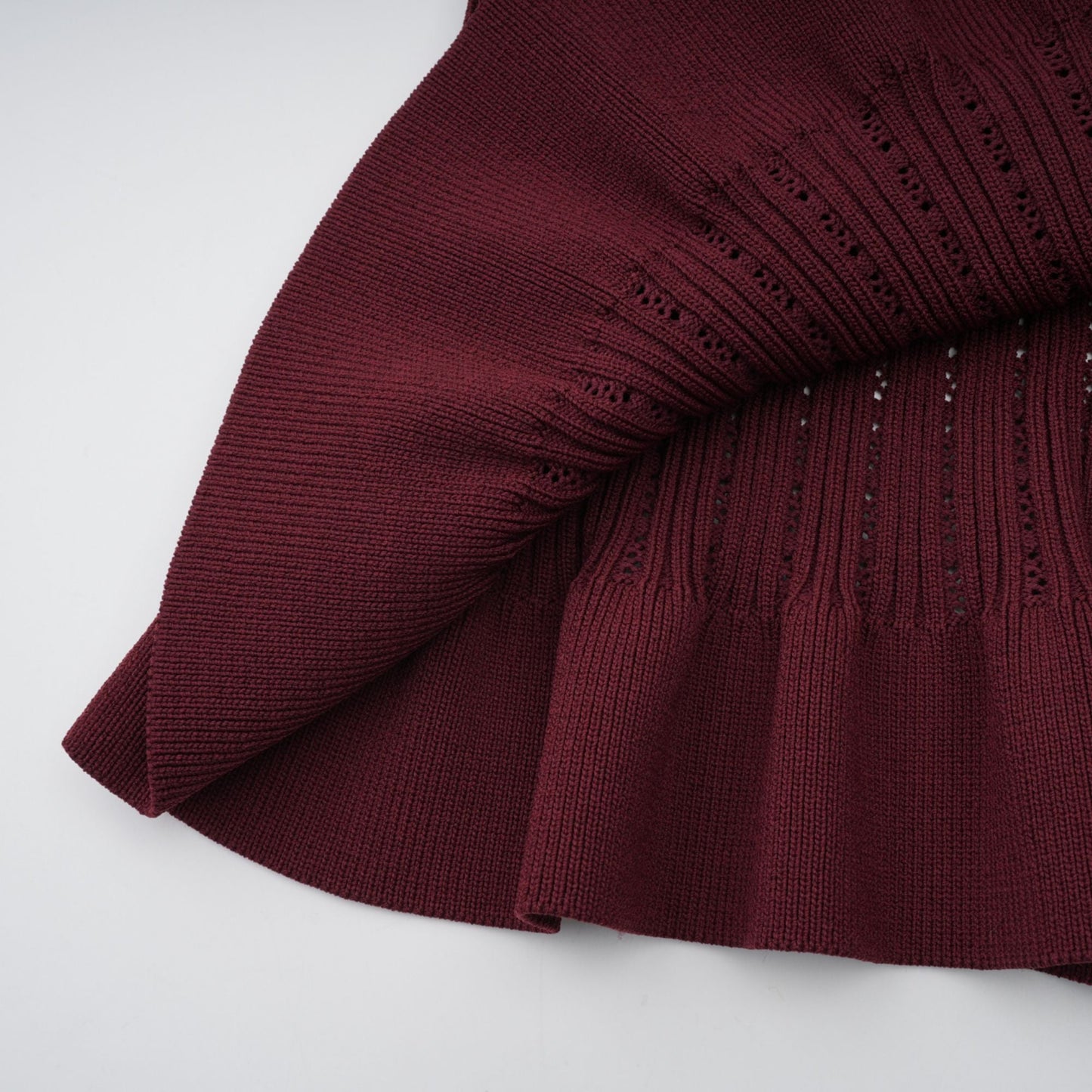 Corrine red ruffled knit top & skirt matching set