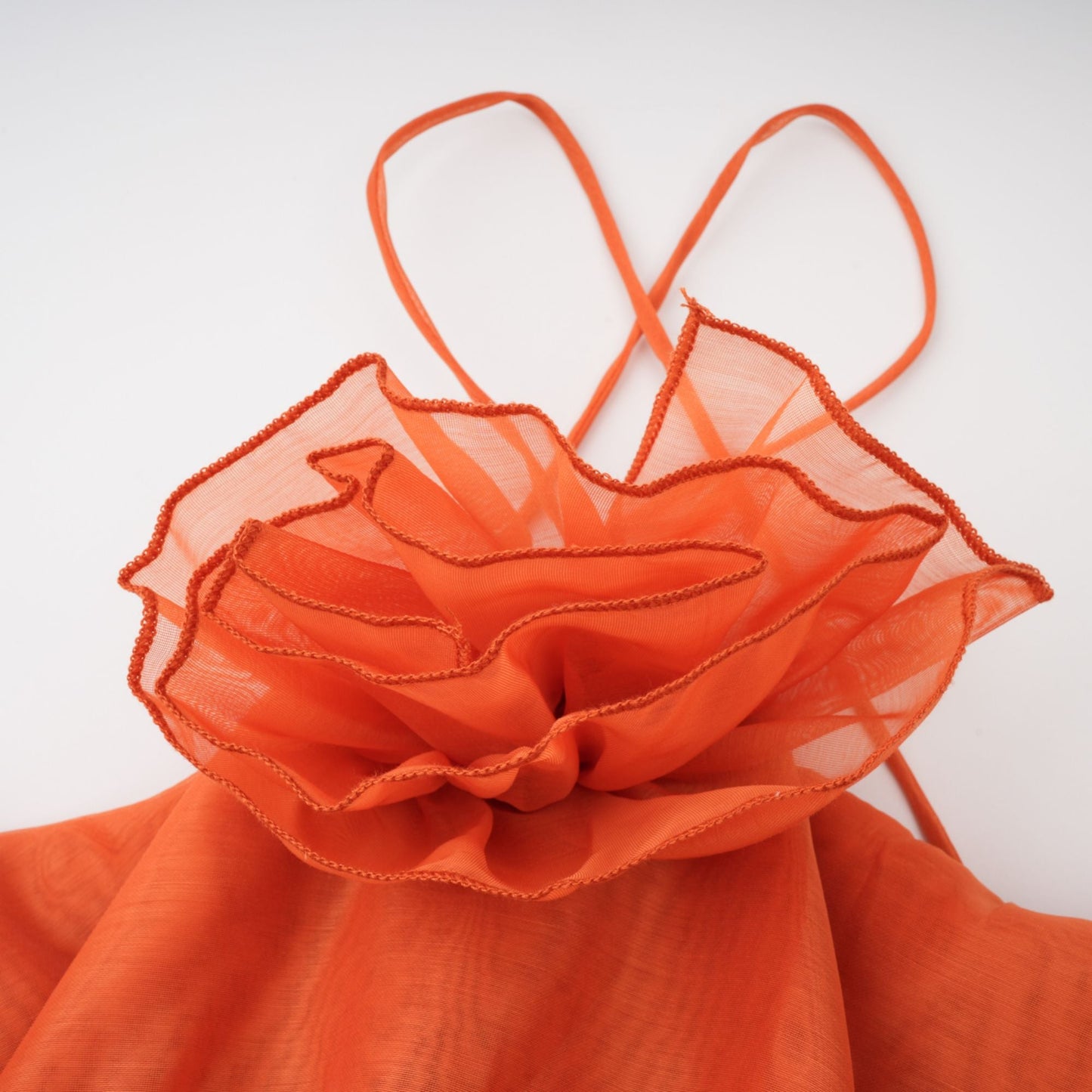 Carrie orange halterneck flounced maxi dress