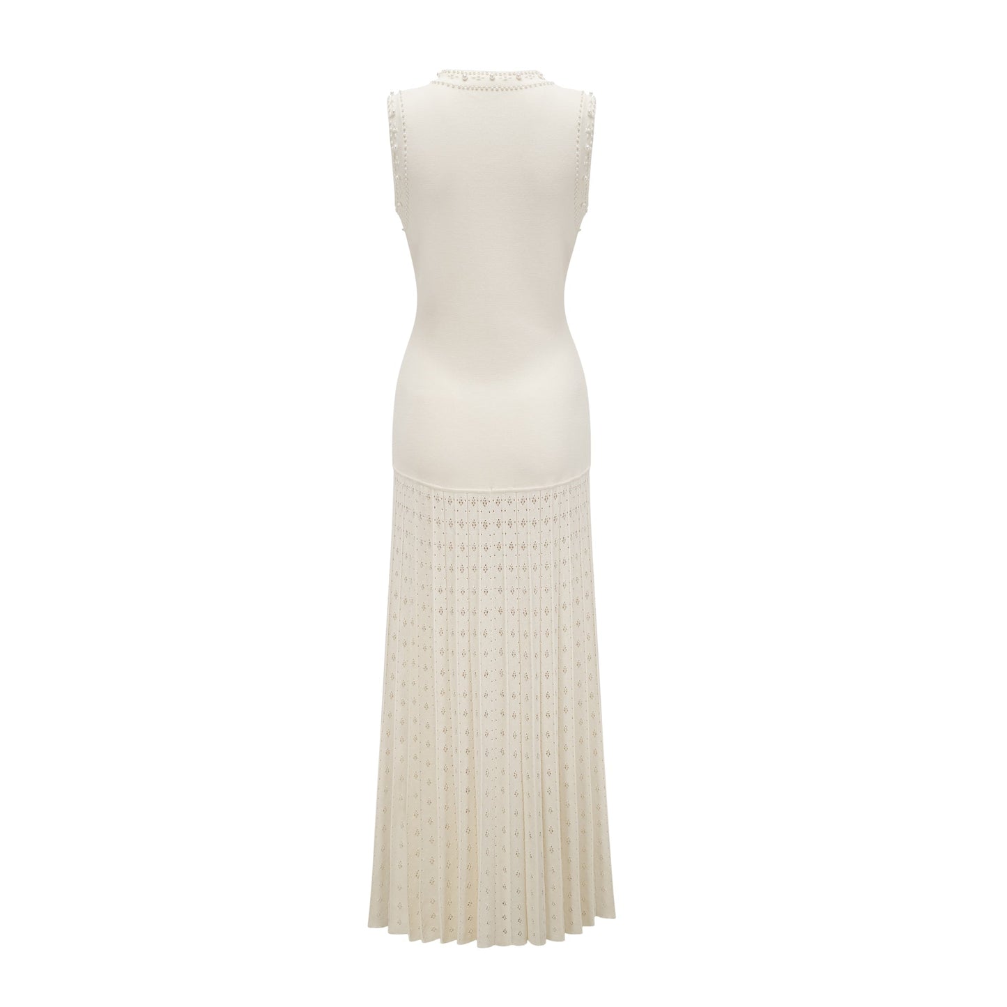 Donatienne white faux-pearl knitted maxi dress
